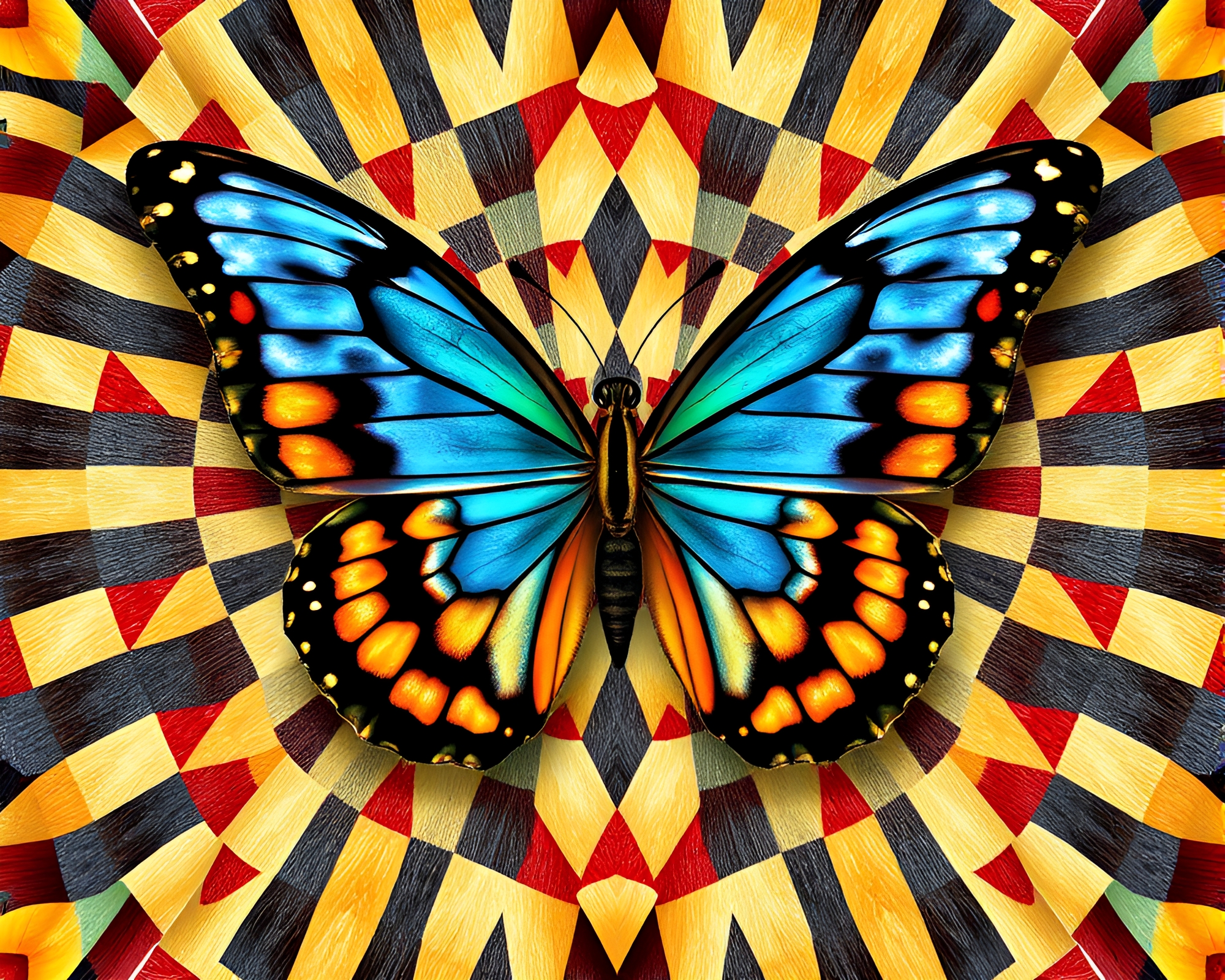 Enchanting Silk Butterfly in Photorealistic Kaleidoscope – free AI stock image