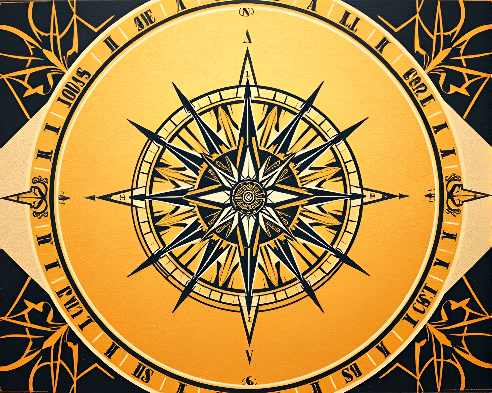 Elegant Compass Rose Geometric Lithograph – free AI stock image