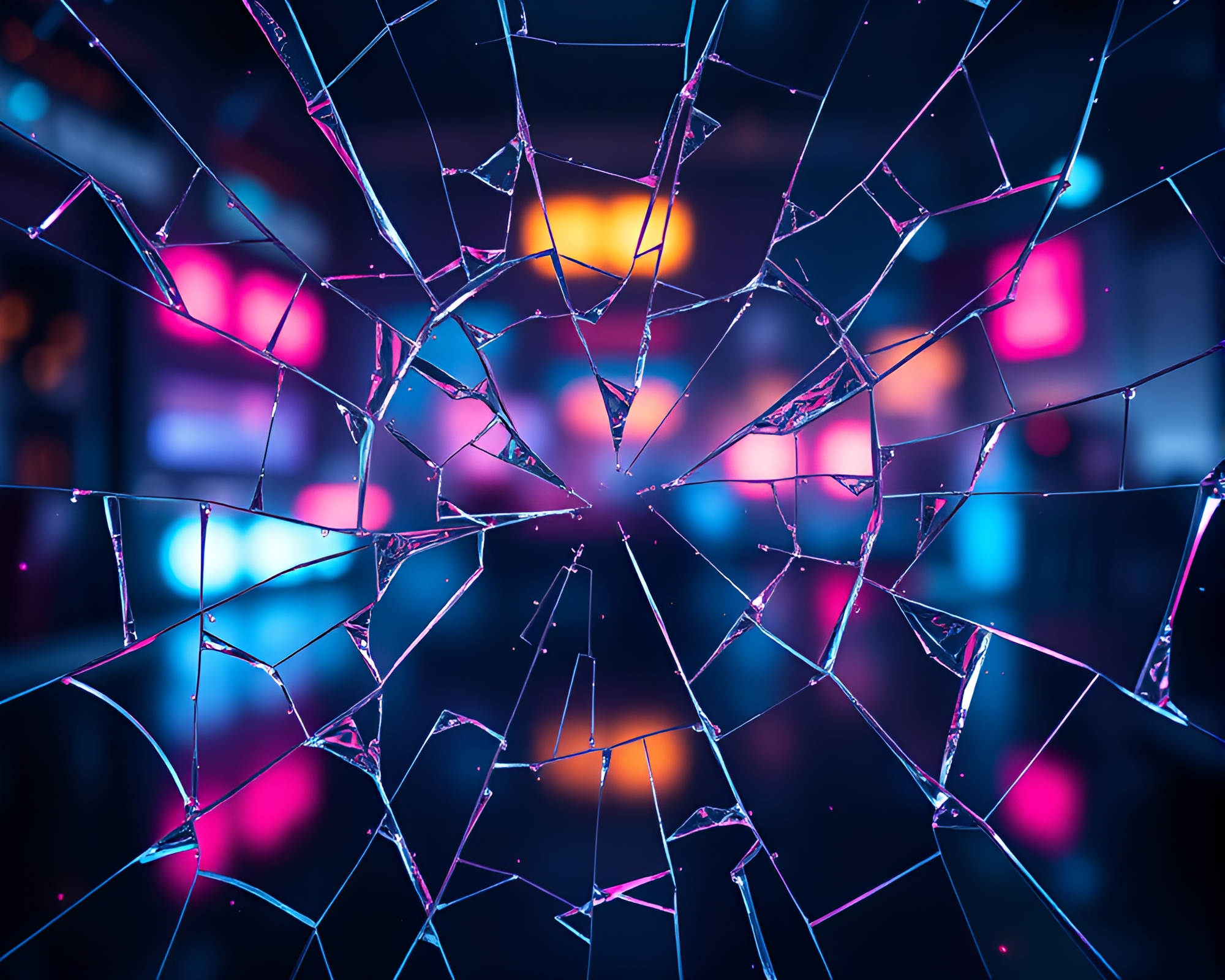 Neon Nanobots in Grisaille Glass Reflection – free AI stock image
