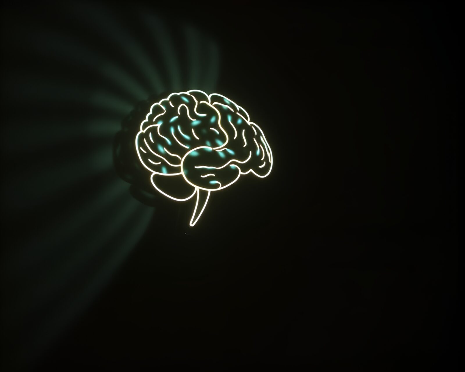 Futuristic scene of AI brain with shadow play