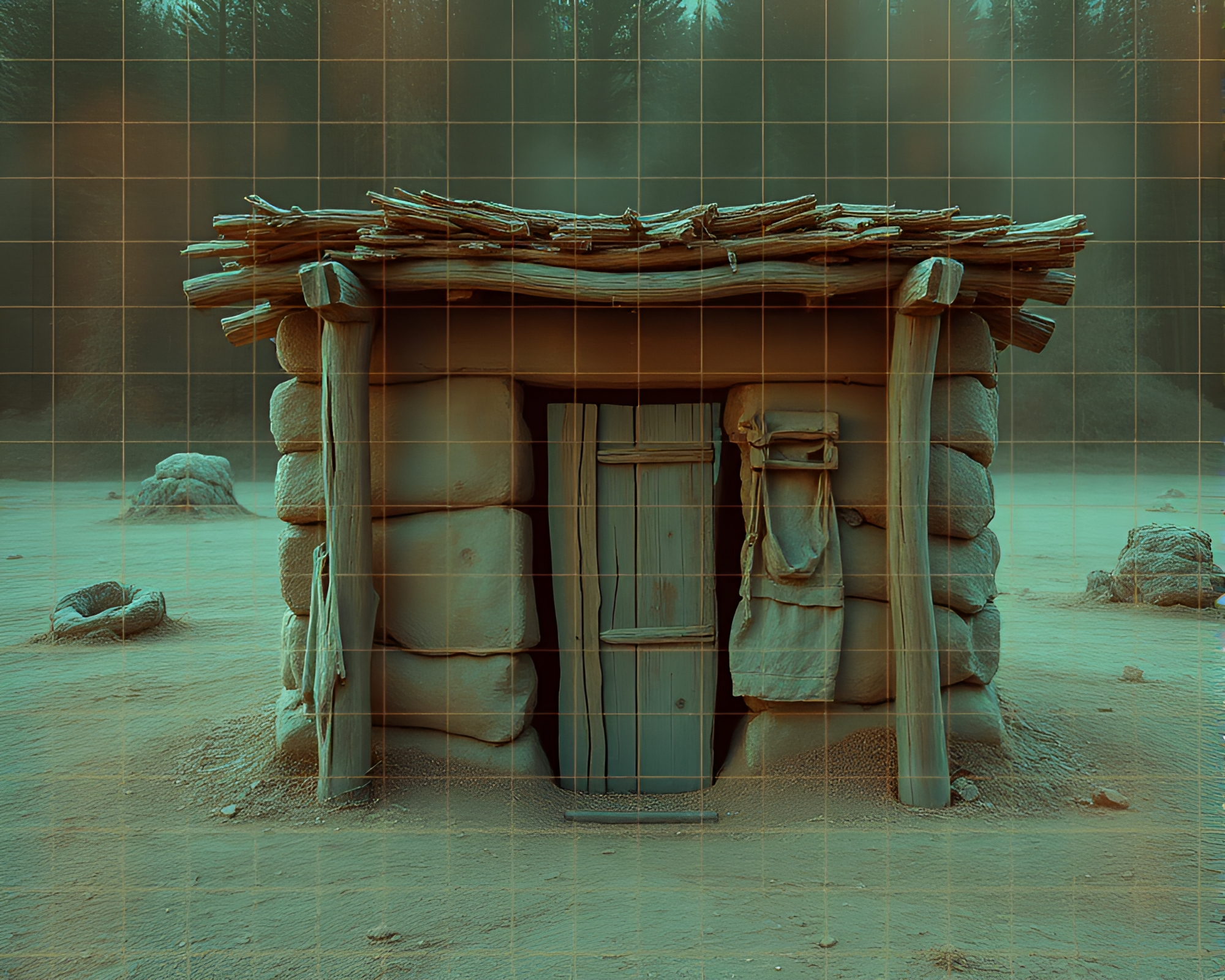 Mystical Mud Hut in Glowing Jewel Tones – free AI stock image