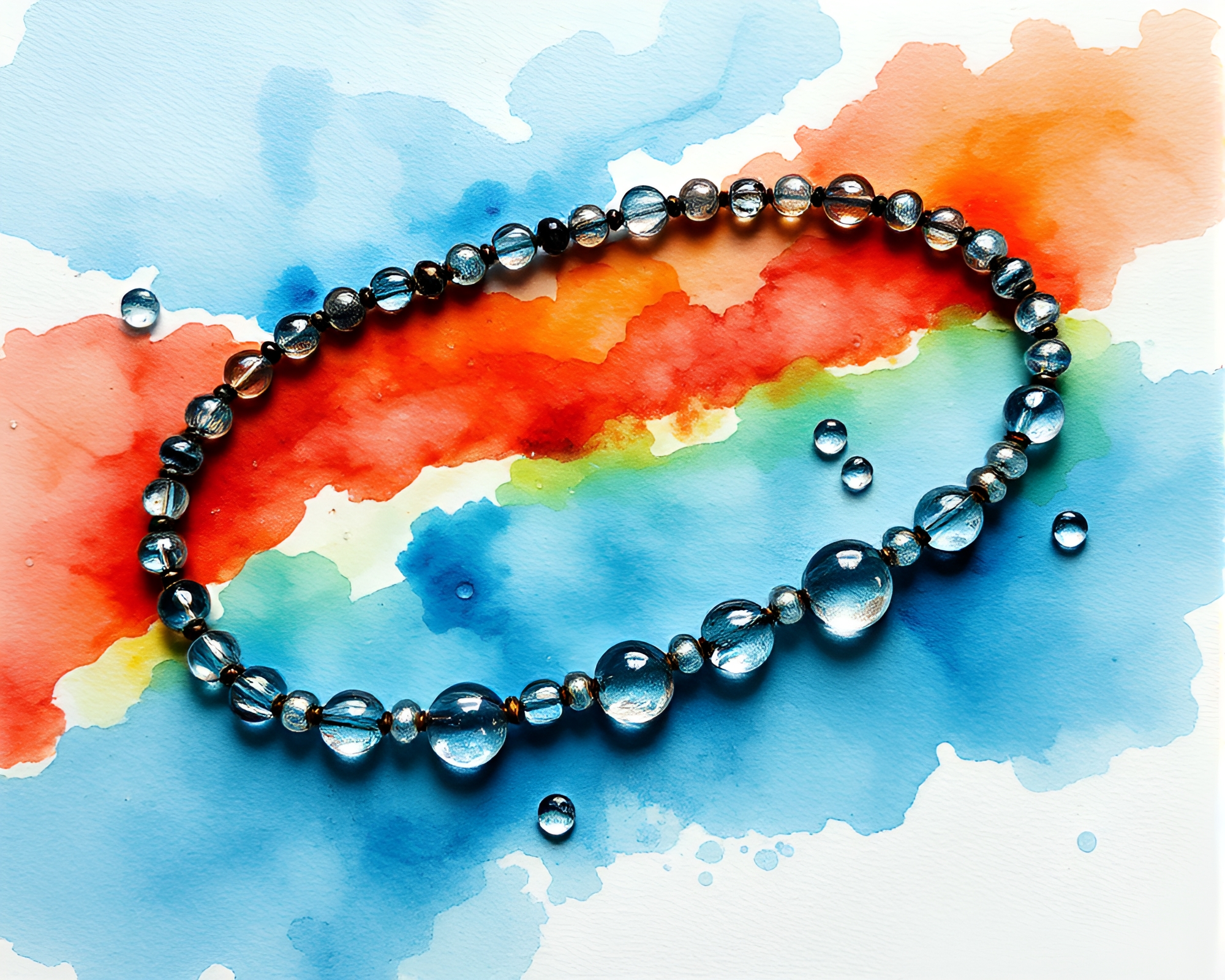 Ethereal Water Droplets Adorn Bracelet in Sumi-e Style – free AI stock image