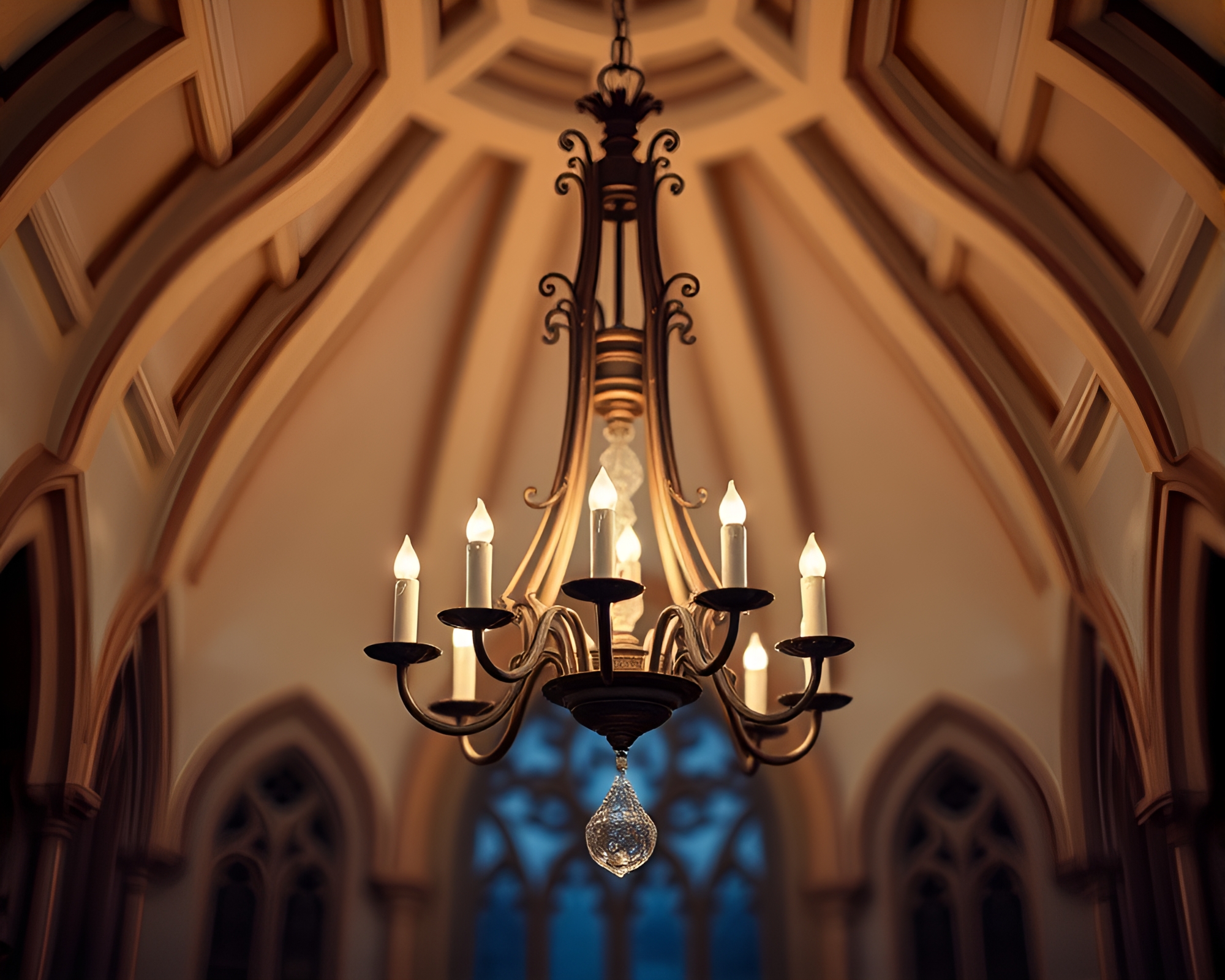 Gothic Chandelier in Retro Soft Focus Setting – free AI stock image