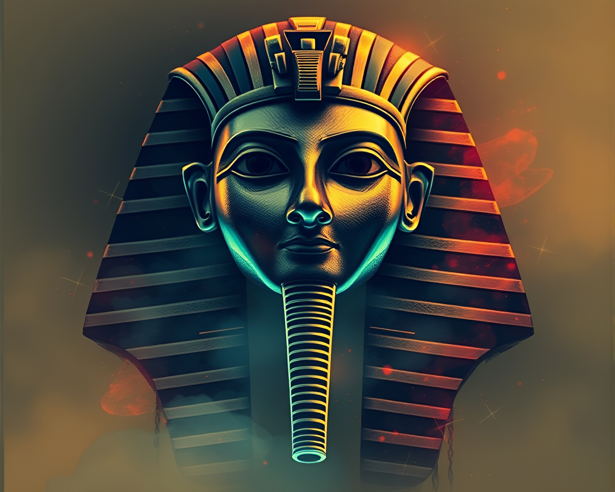 Pharaoh’s Mask: Misty Tattoo Flash Art Composition – free AI stock image