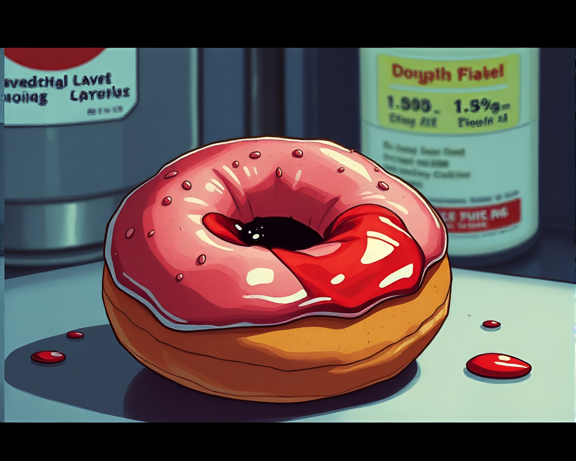 Gritty Street Art Featuring Jelly-Filled Doughnut in Medical Style – free AI stock image