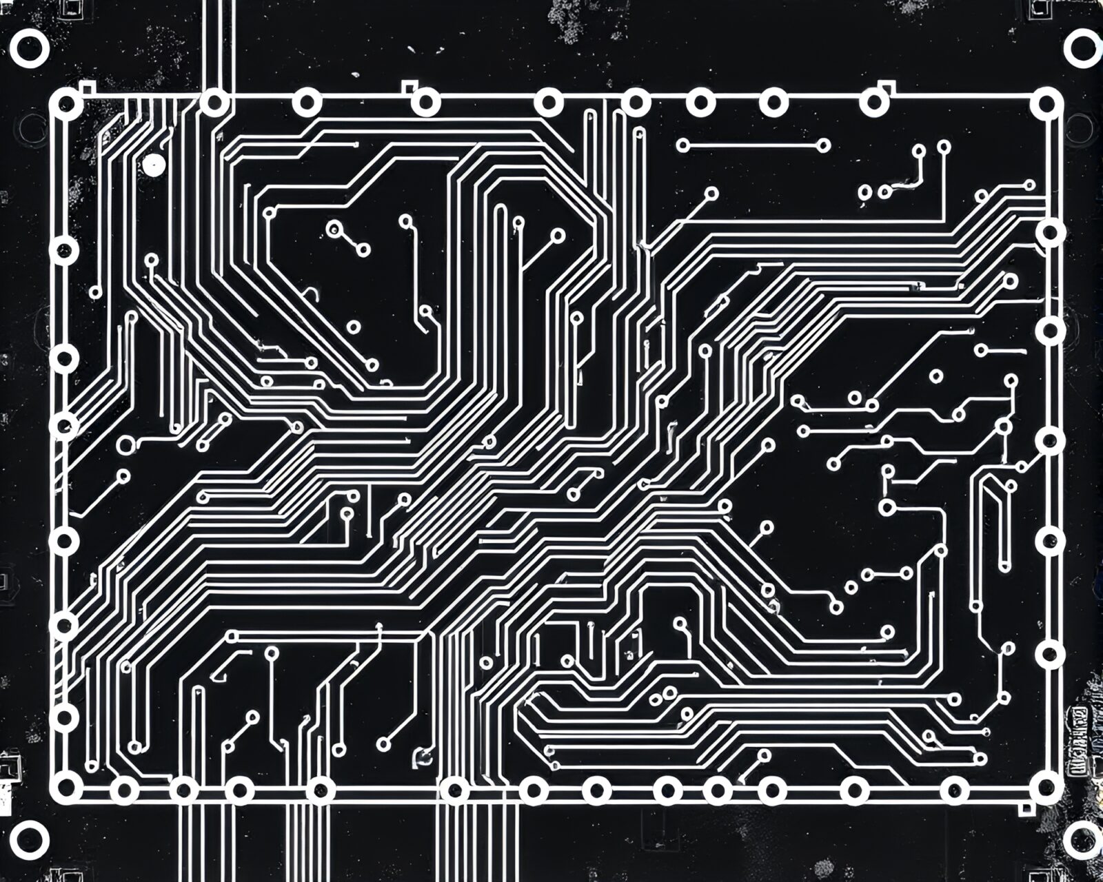 Vibrant HDR ink splashes forming intricate circuit board design