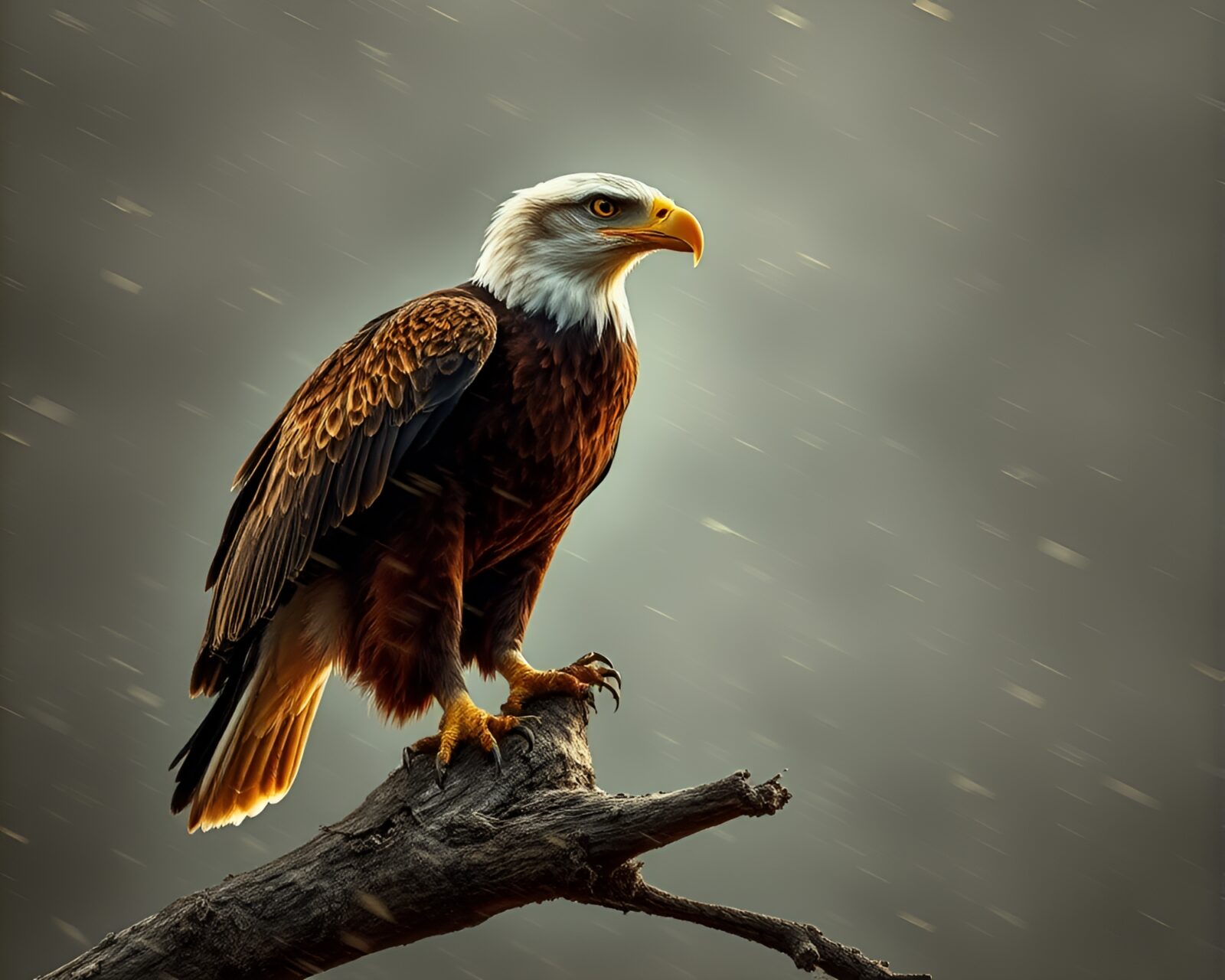 Stereoscopic image of a bold eagle in HDR contrast
