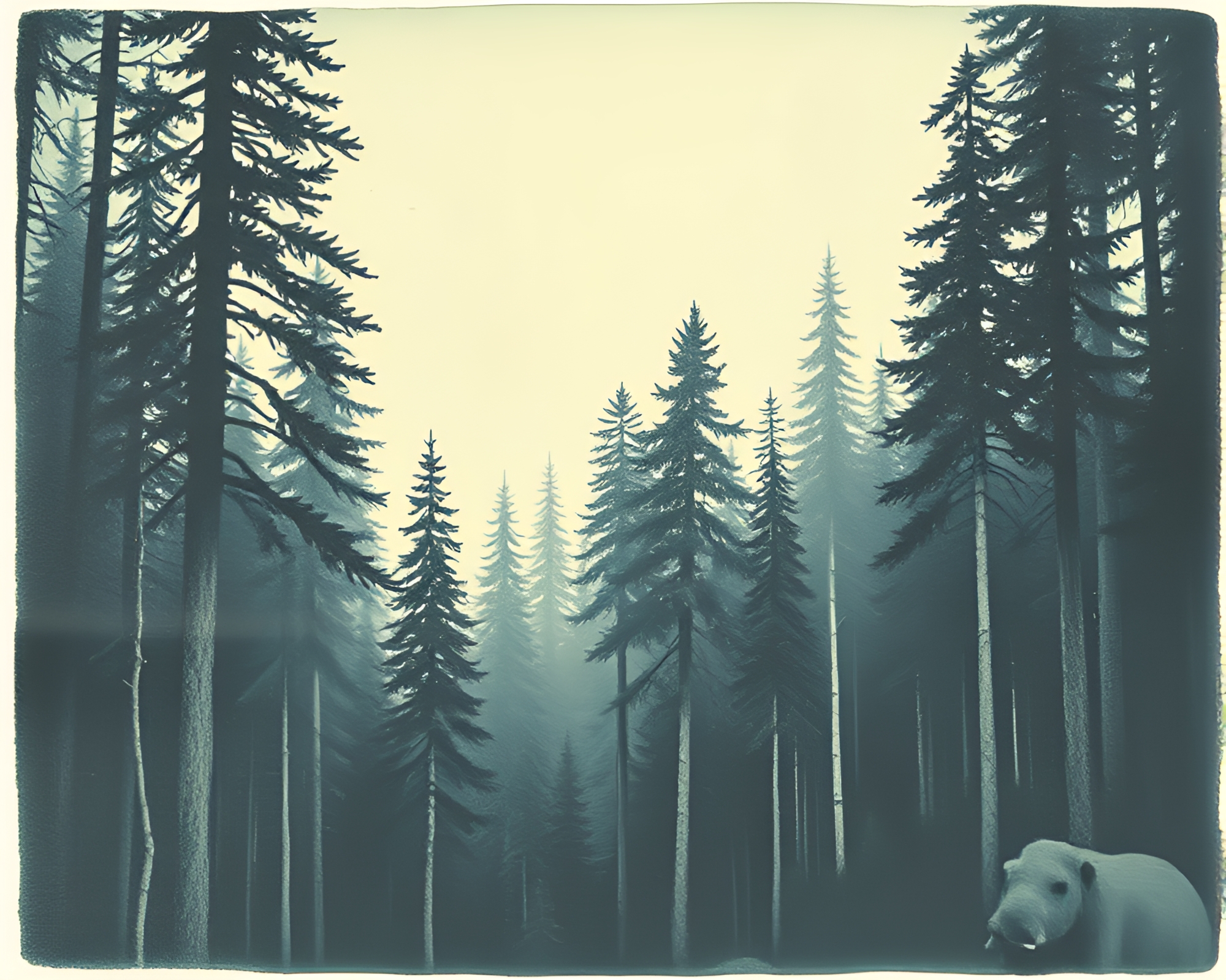Vintage Forest Geometric Chalk Drawing – free AI stock image