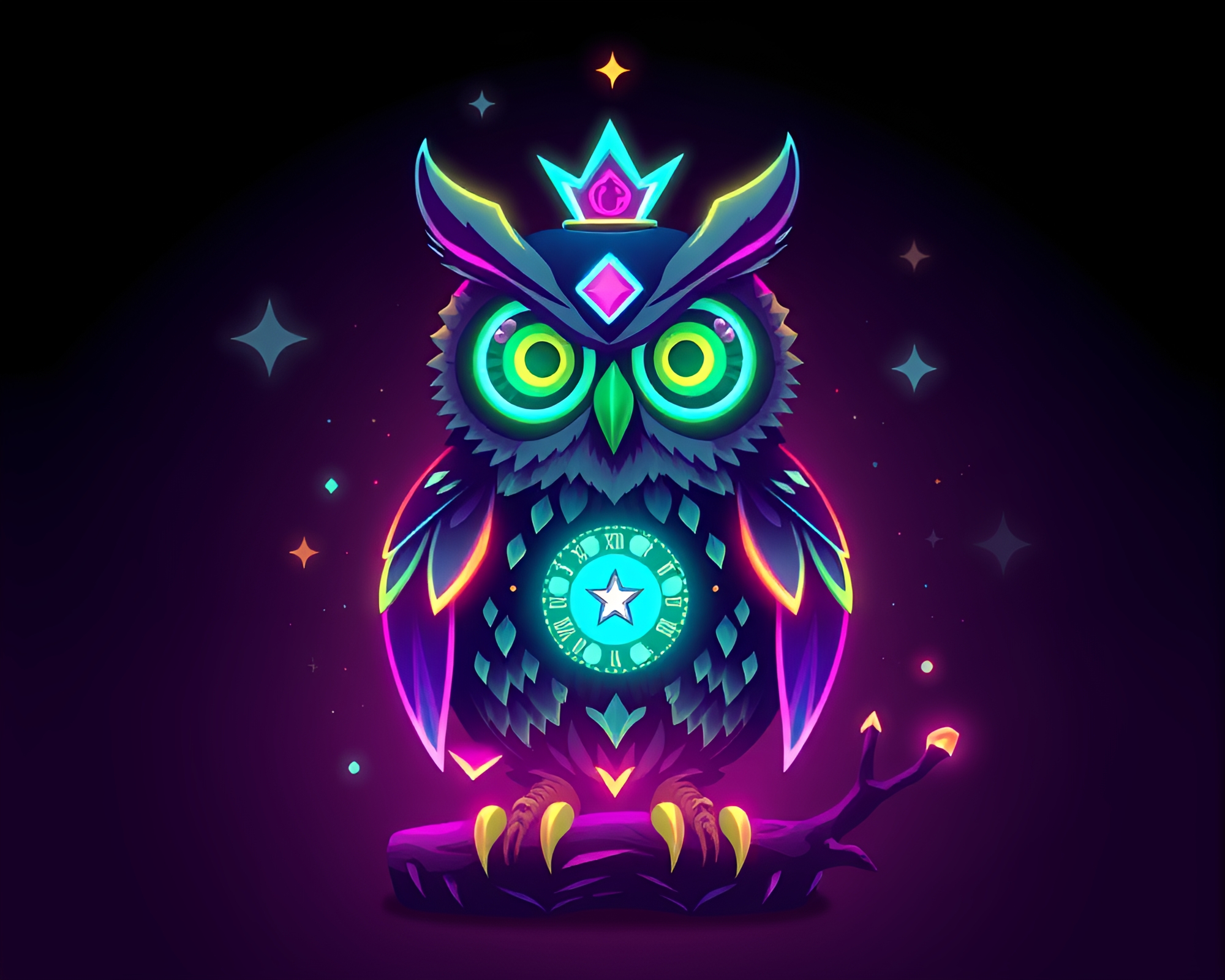 Clockwork Owl Hologram Specks Sorcery Aura Glow – free AI stock image