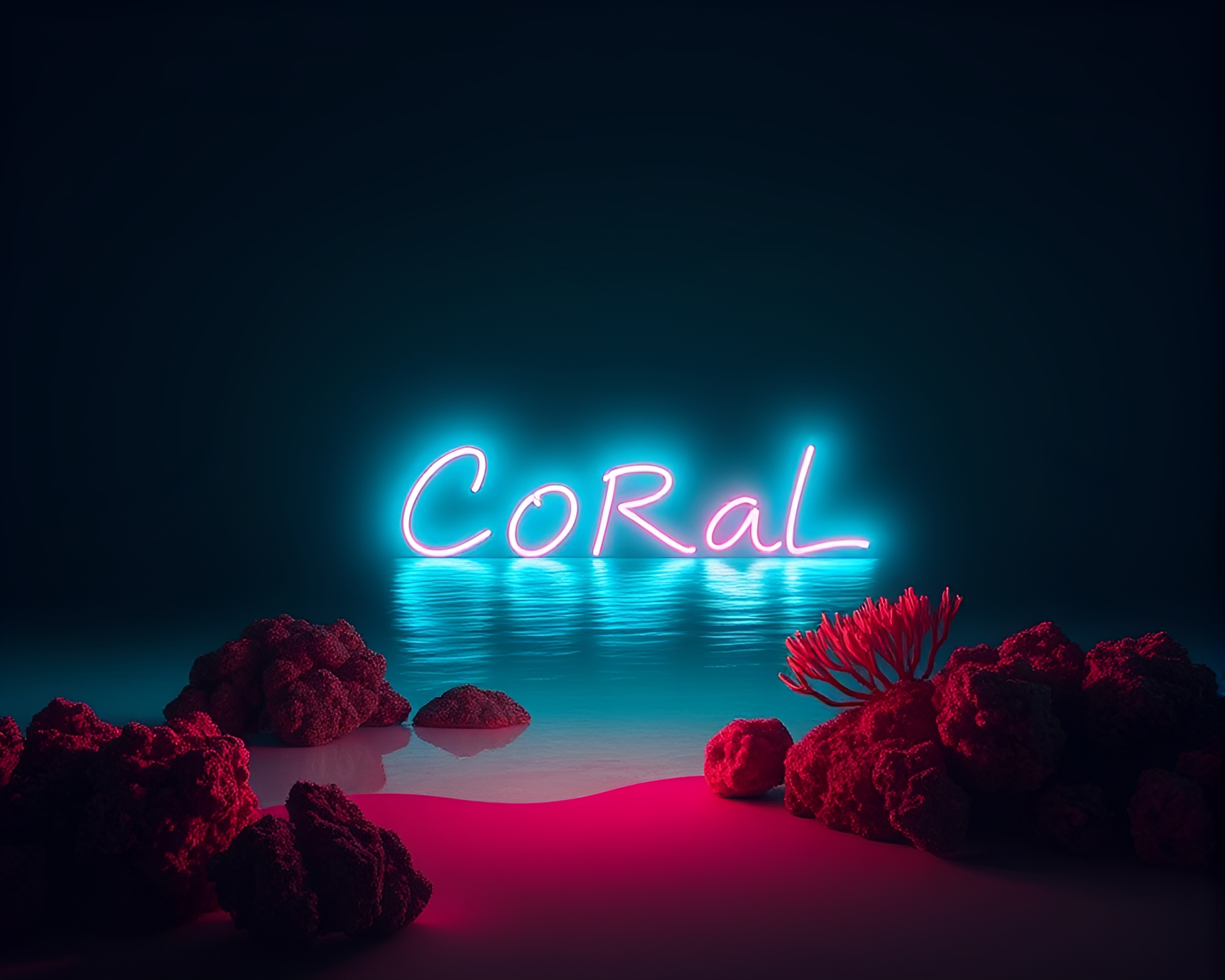 Vibrant Coral Atoll Amidst Neon Graffiti Divisionism – free AI stock image