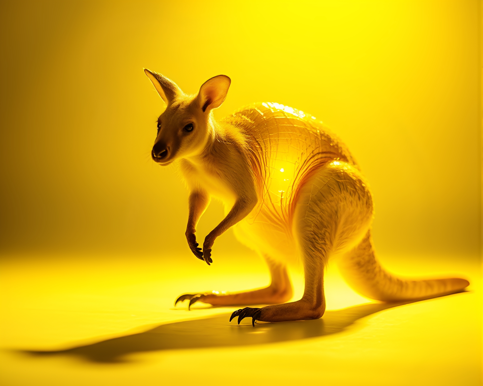 Ethereal Kangaroo in Monochrome Soap Film Iridescence – free AI stock image