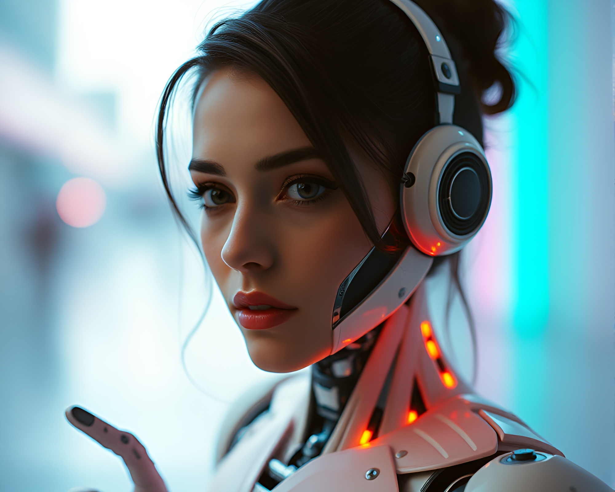 Robotic Arm Embraced by Muted Pastels – free AI stock image