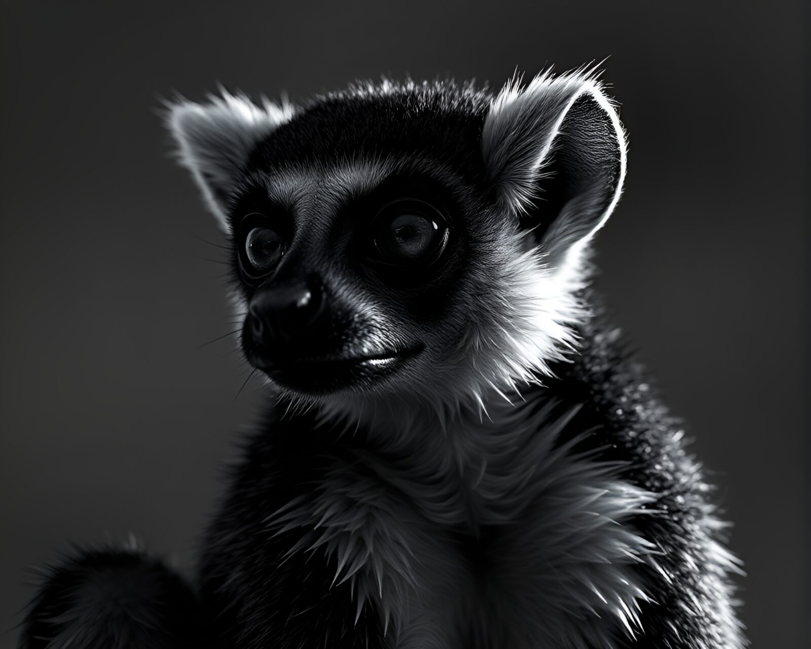 Abstract wireframe lemurs in overexposed engraved light