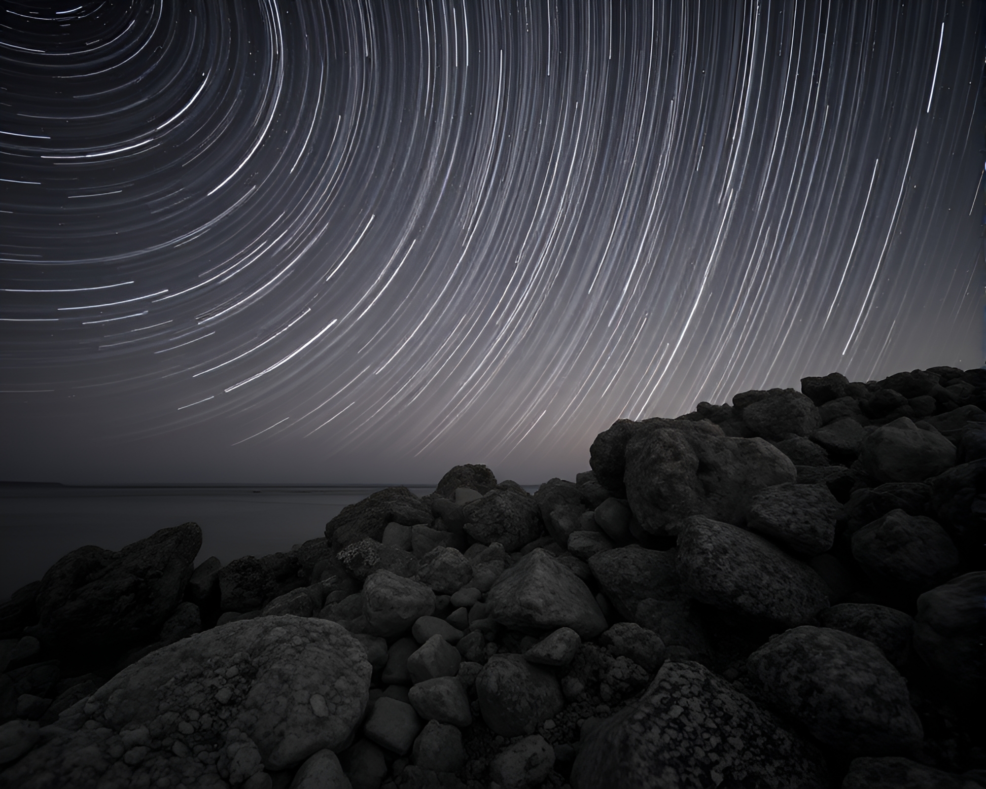 Majestic Star Trails Over Enchanted Reef in Sepia – free AI stock image