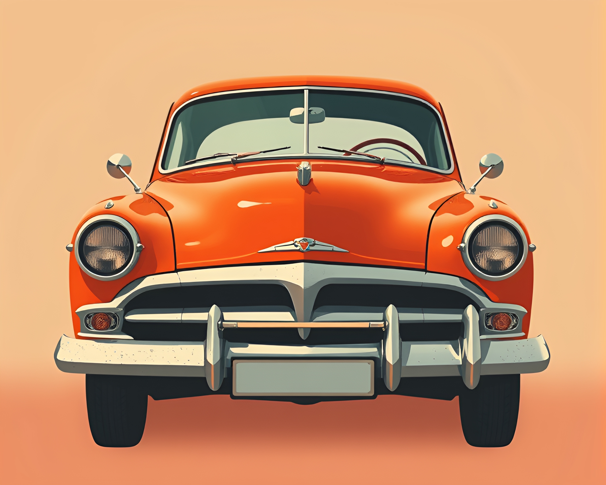 Vintage Car in Flat Design with Rich Oil Texture – free AI stock image