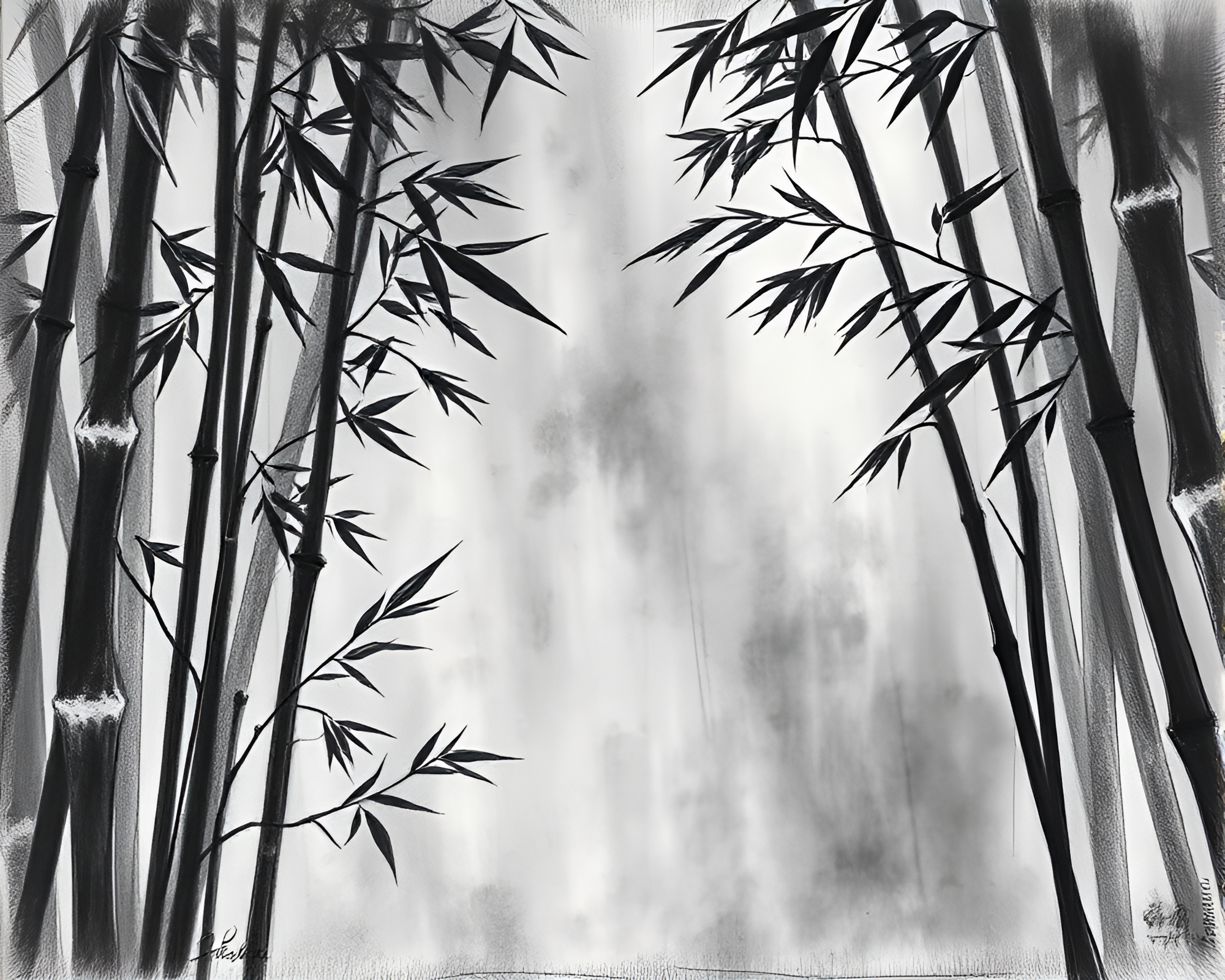 Bamboo Flute Player in Charcoal Sketch with Mosaic Lighting – free AI stock image