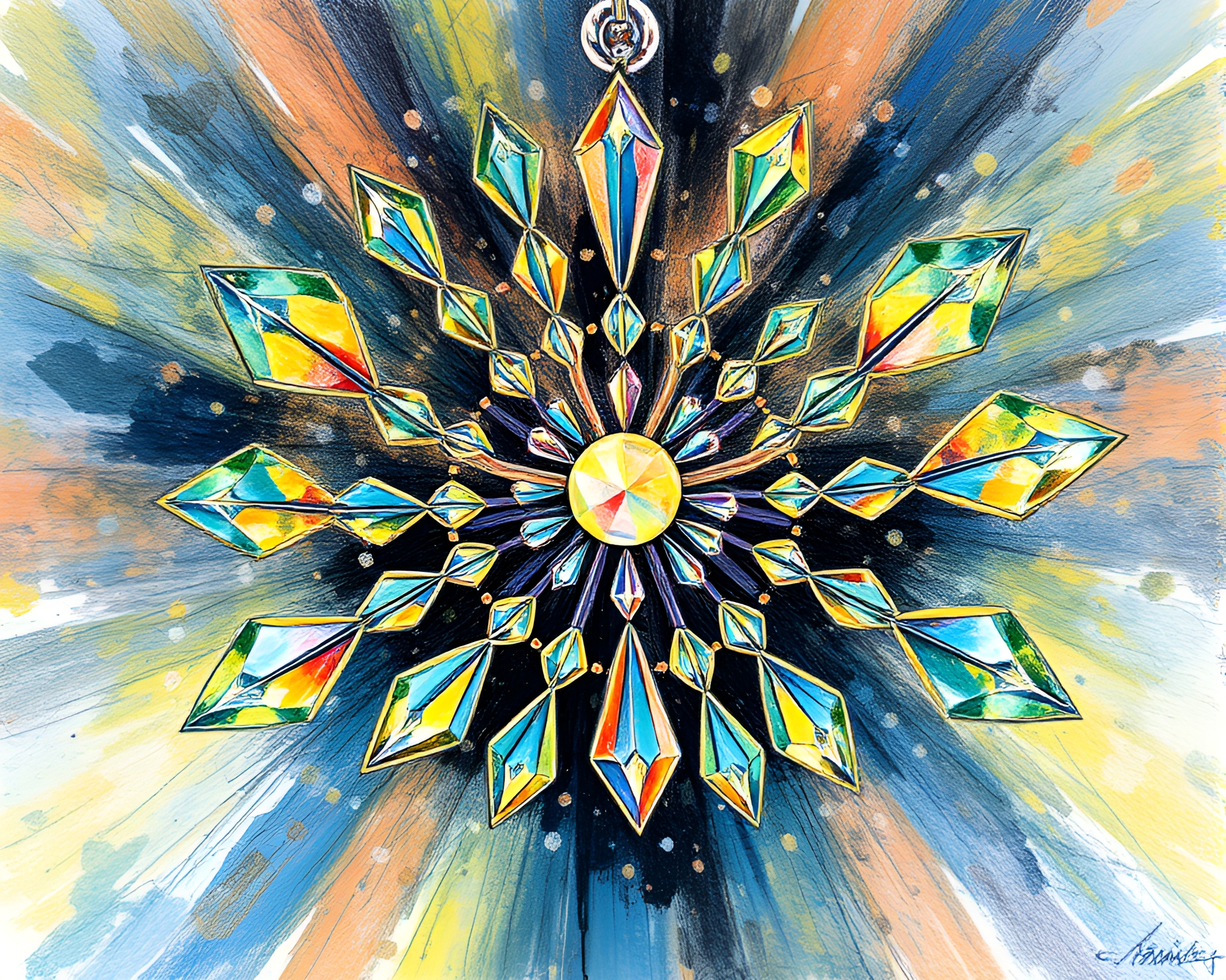 Kaleidoscope Crystal Chandelier in Topaz Brilliance – free AI stock image