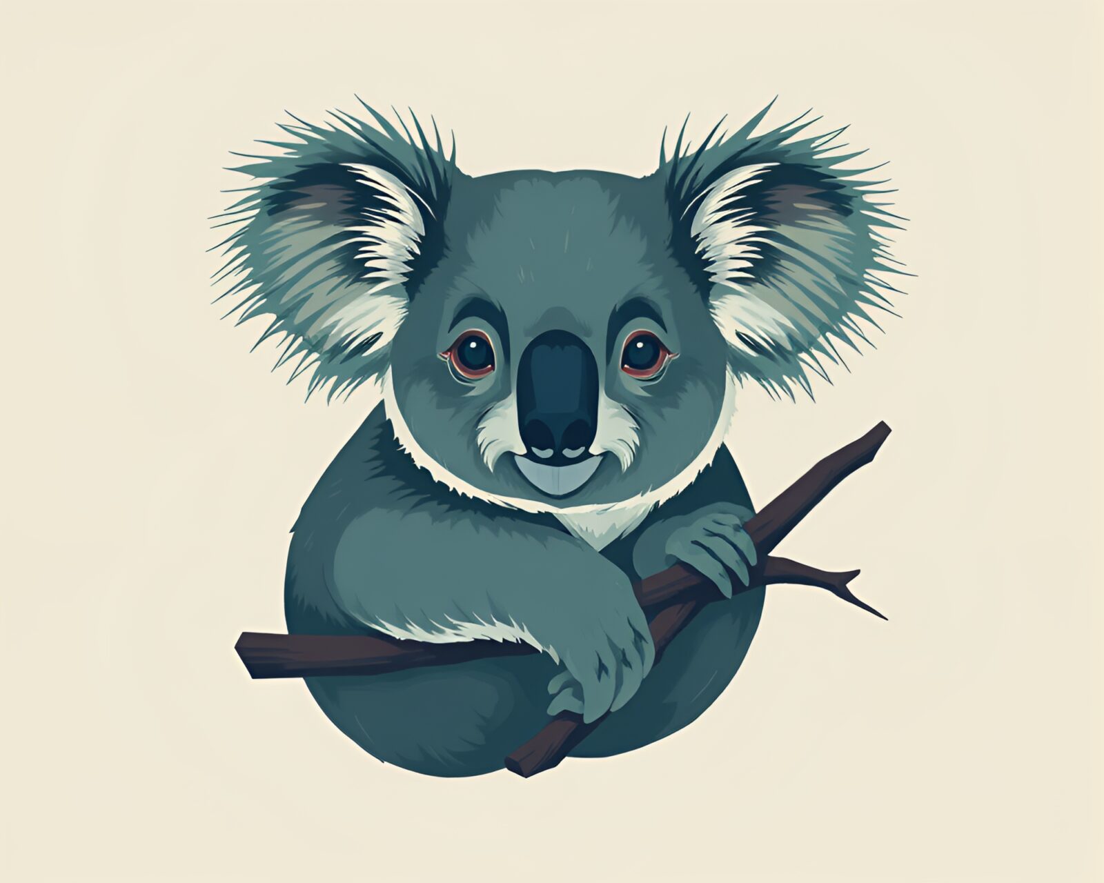 Magical koala surrounded by vibrant jewel-toned hues