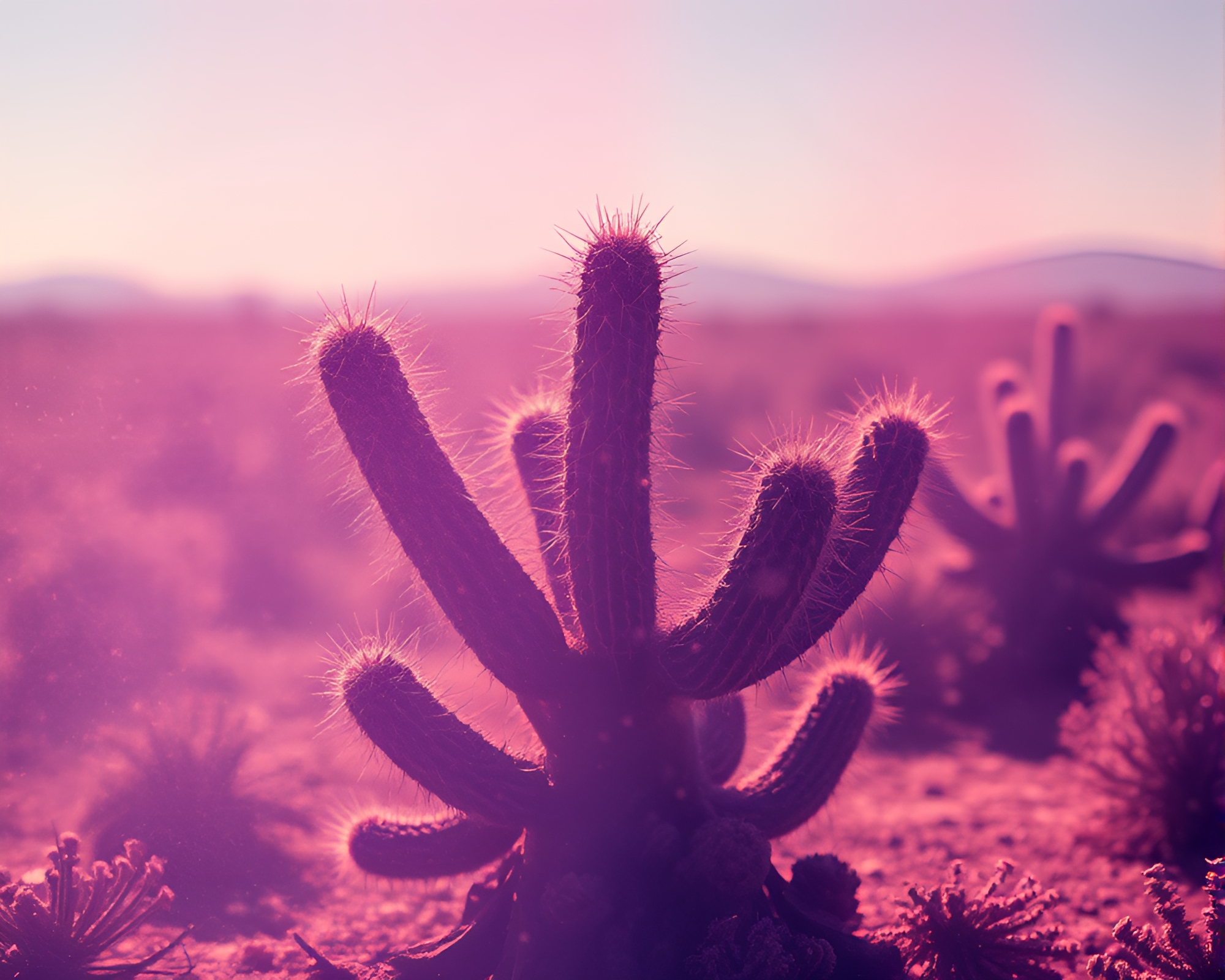 Sapphire Desert Cactus In Generative Network Art – free AI stock image