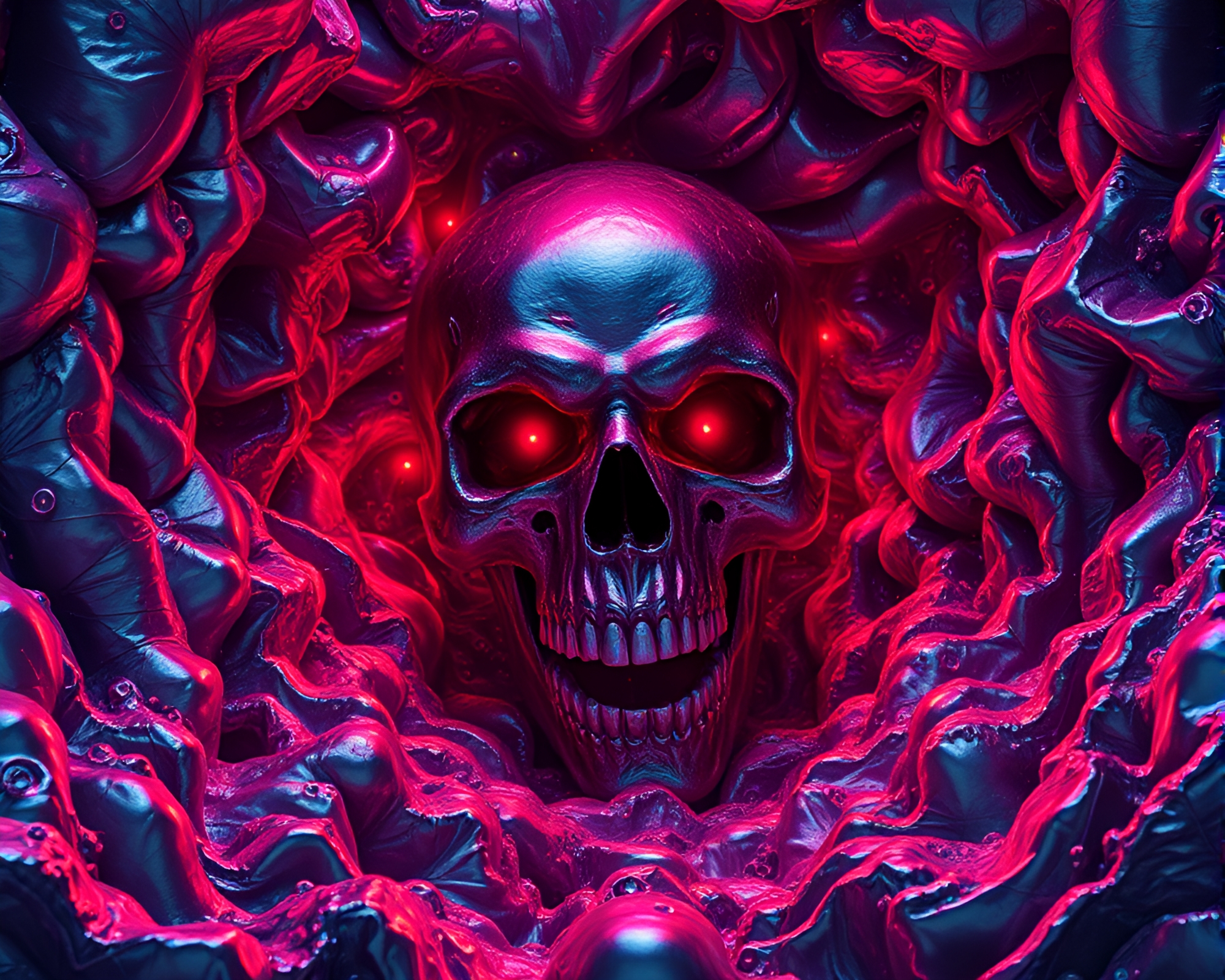 Eldritch Being in Metallic Abyss – free AI stock image
