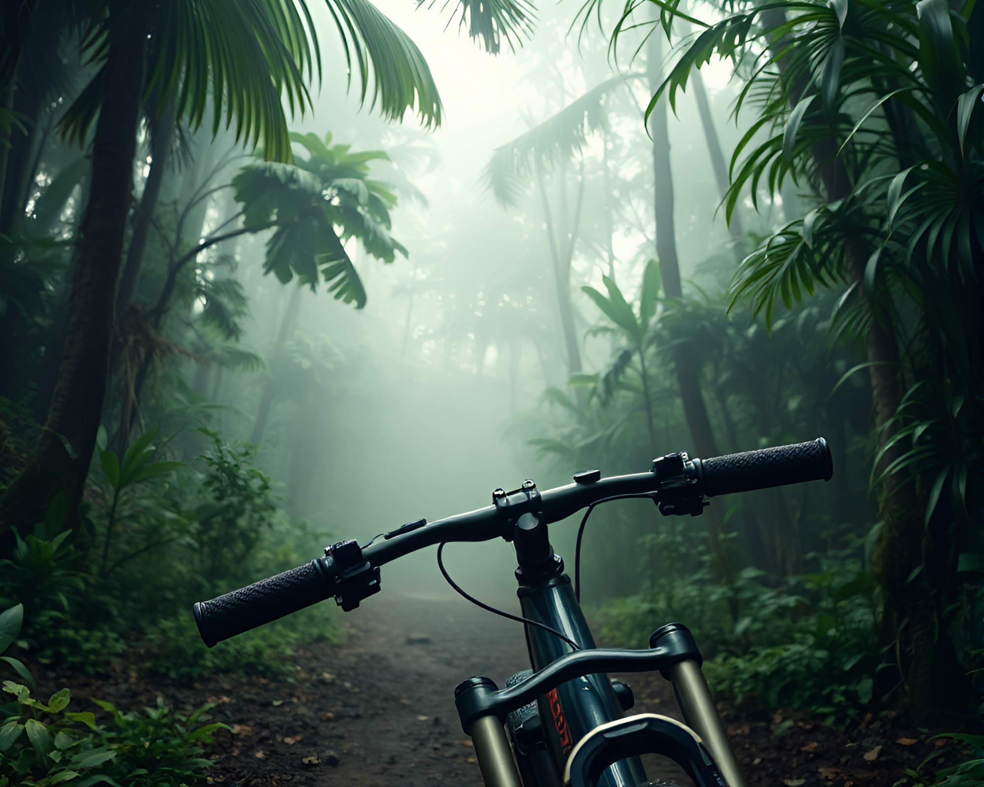 Vibrant Solar-Powered Bike in Rainforest Close-Up – free AI stock image