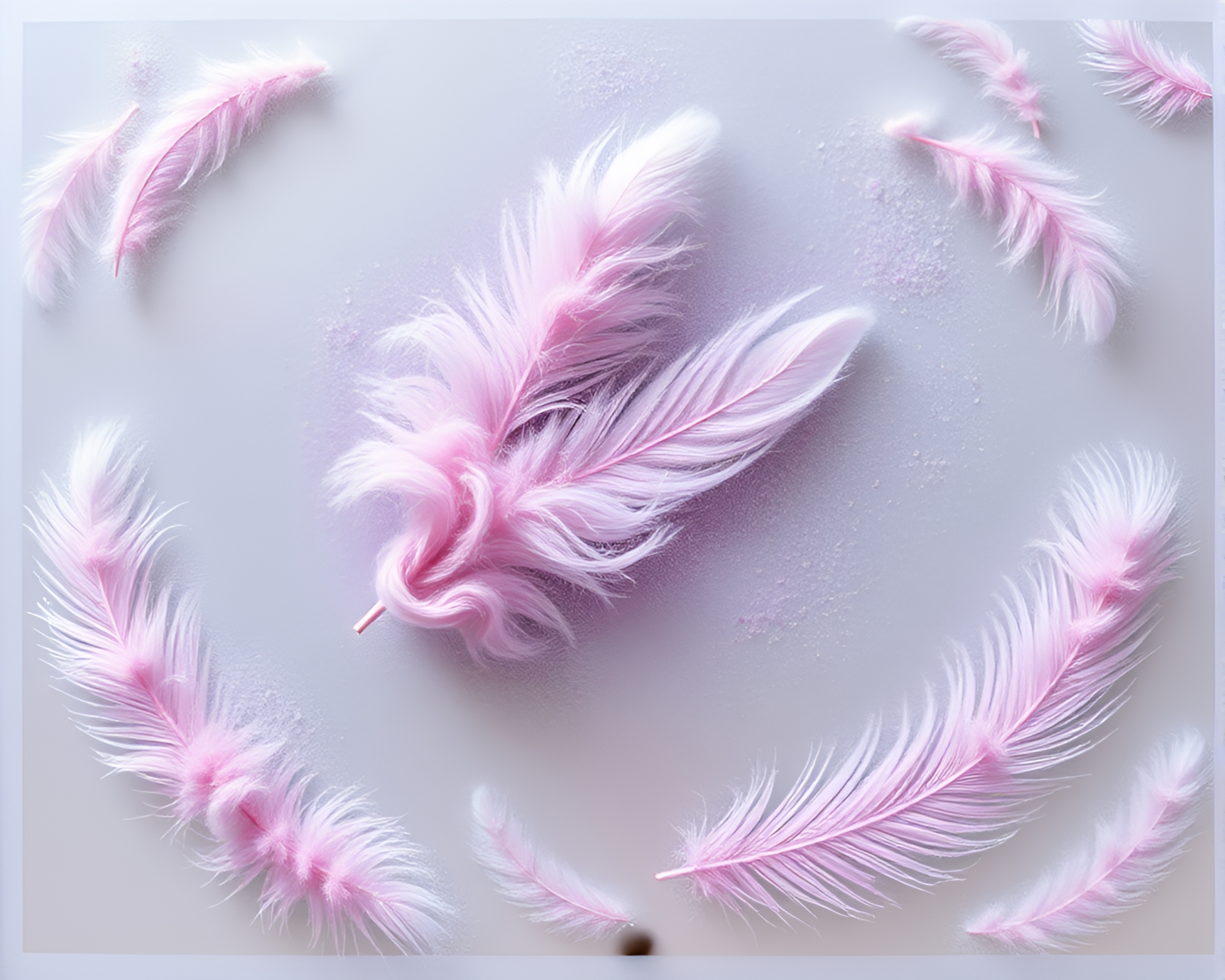 Feather Dusting in Pastel-Stenciled Mirror Maze – free AI stock image