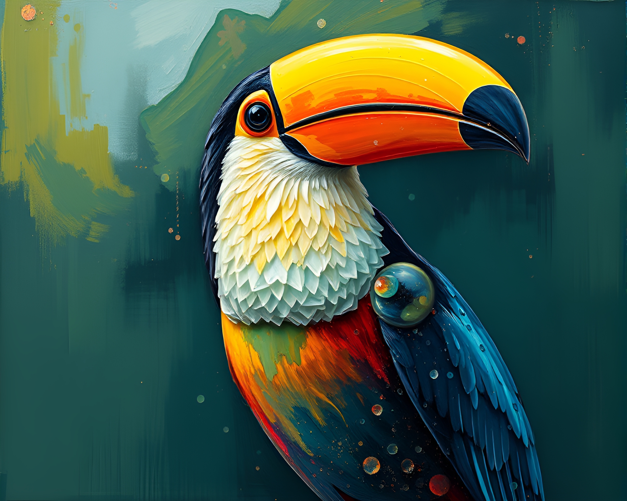 Toucan in Planetary Glass Distortion Art – free AI stock image