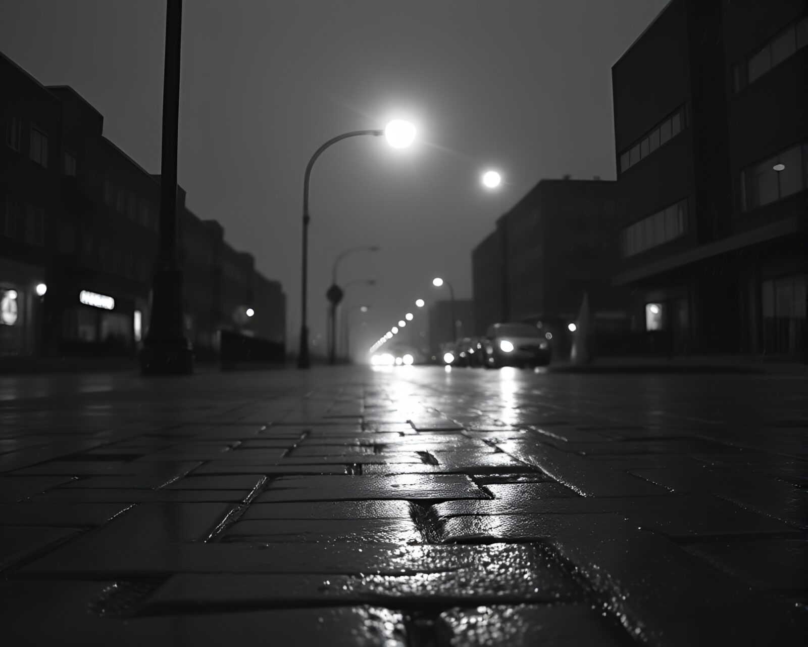 Moody vignette of a rusty pocketknife on wet pavement
