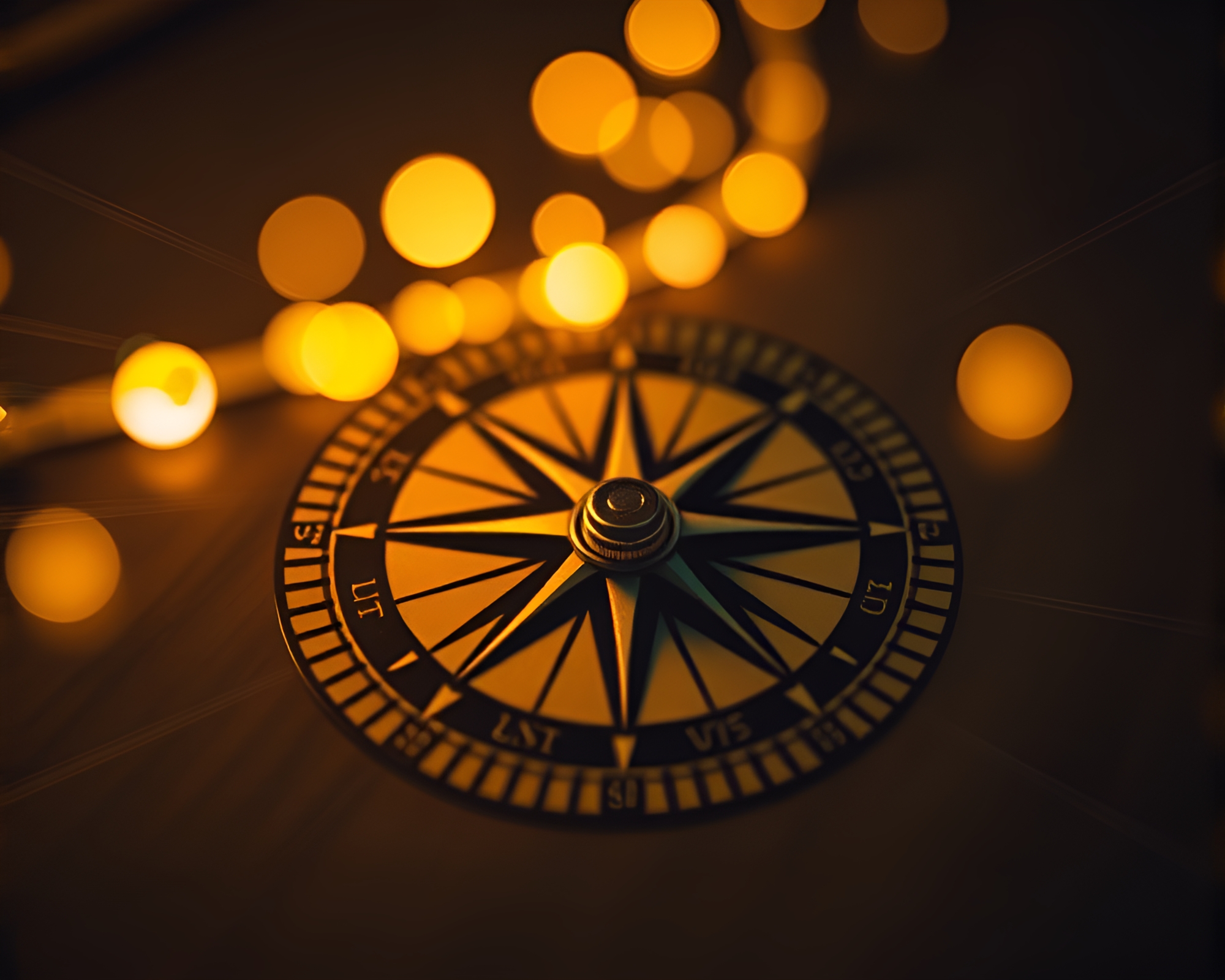 Vintage Compass with Bokeh Lights and Tattoo Art – free AI stock image