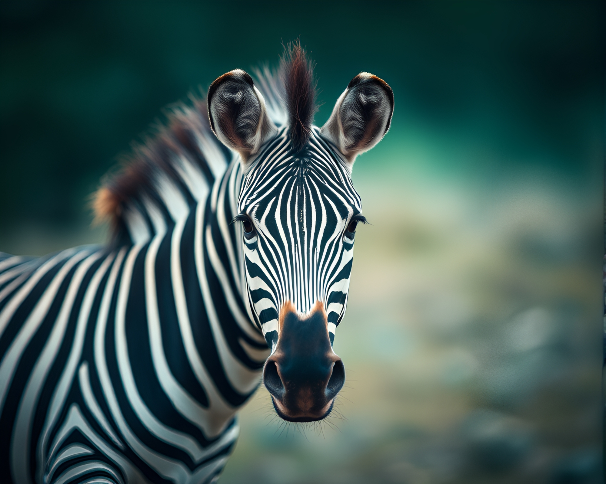 Serenity in Motion: Zebra in Teal Particles – free AI stock image