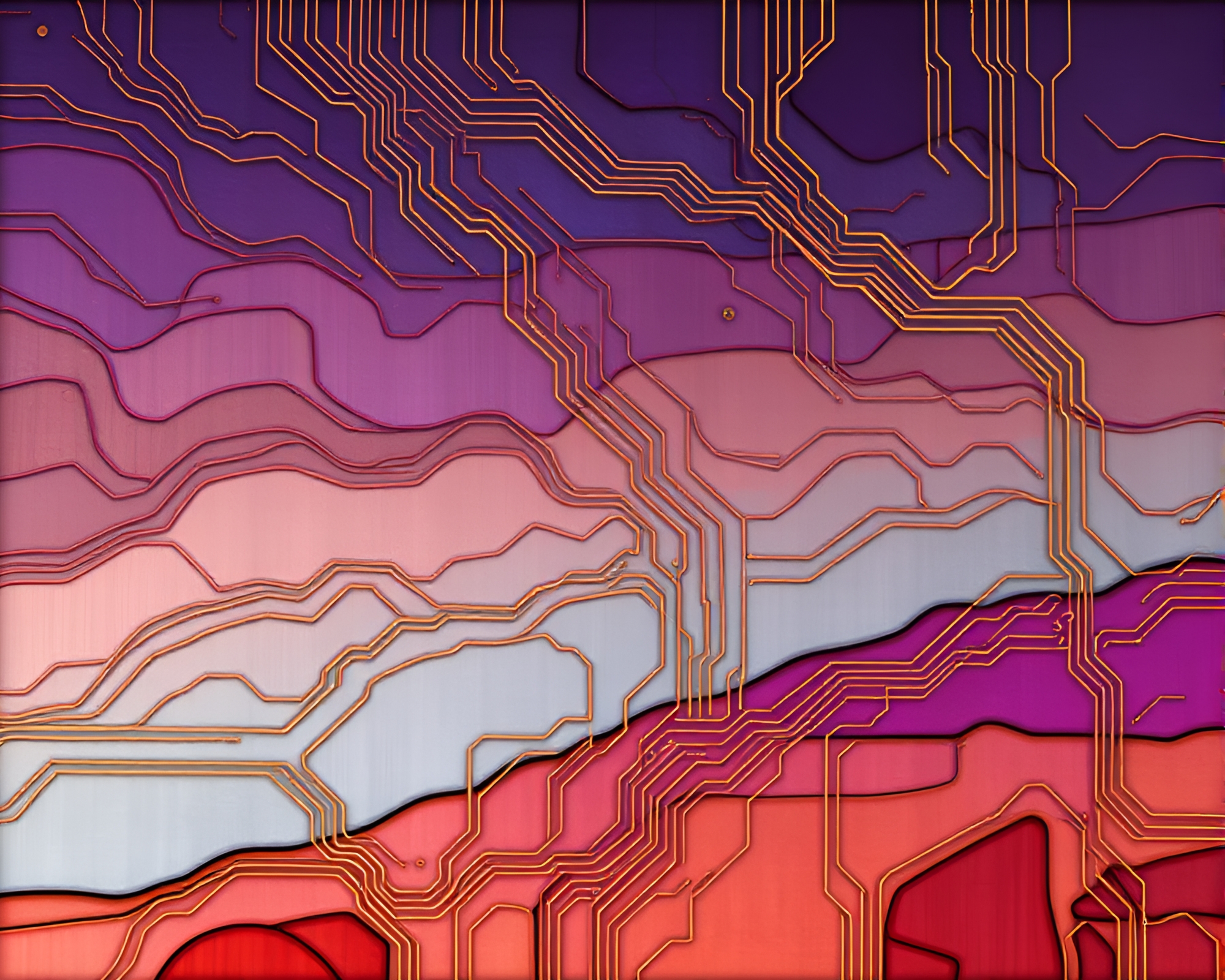 Circuit Board Stained-Glass Window Mirage – free AI stock image