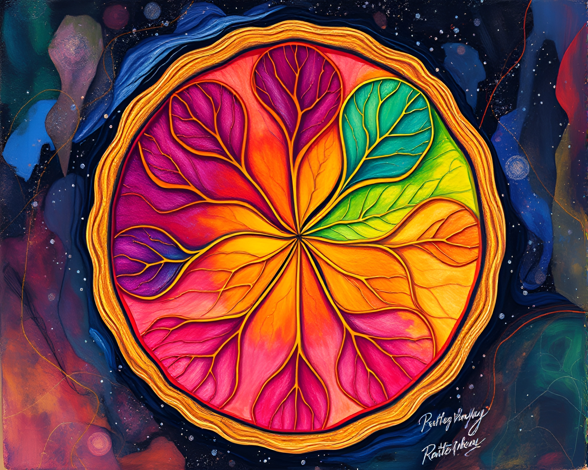 Cosmic Pumpkin Pie Expressionist Painting – free AI stock image