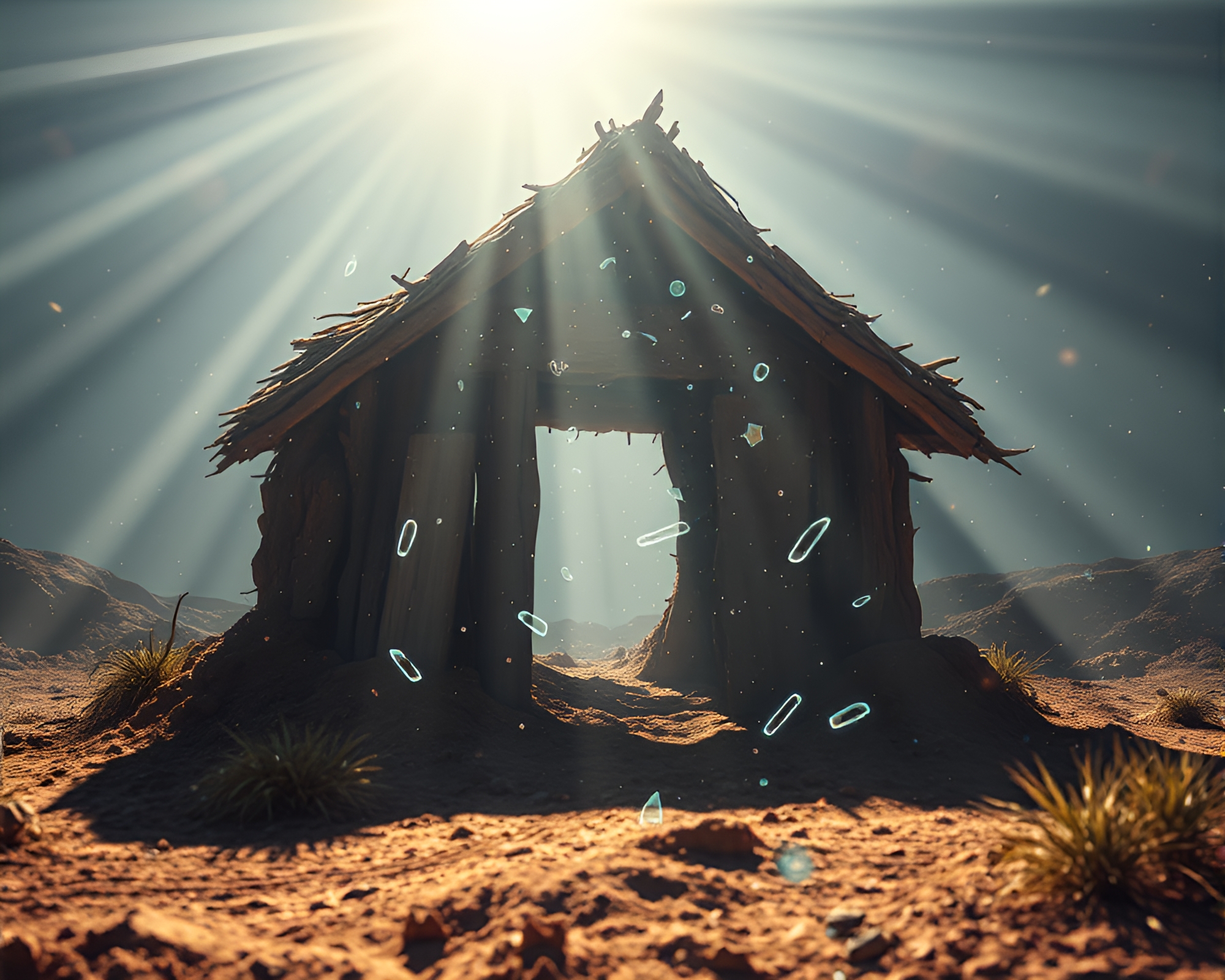 Futuristic Mud Hut Kaleidoscope Vision – free AI stock image