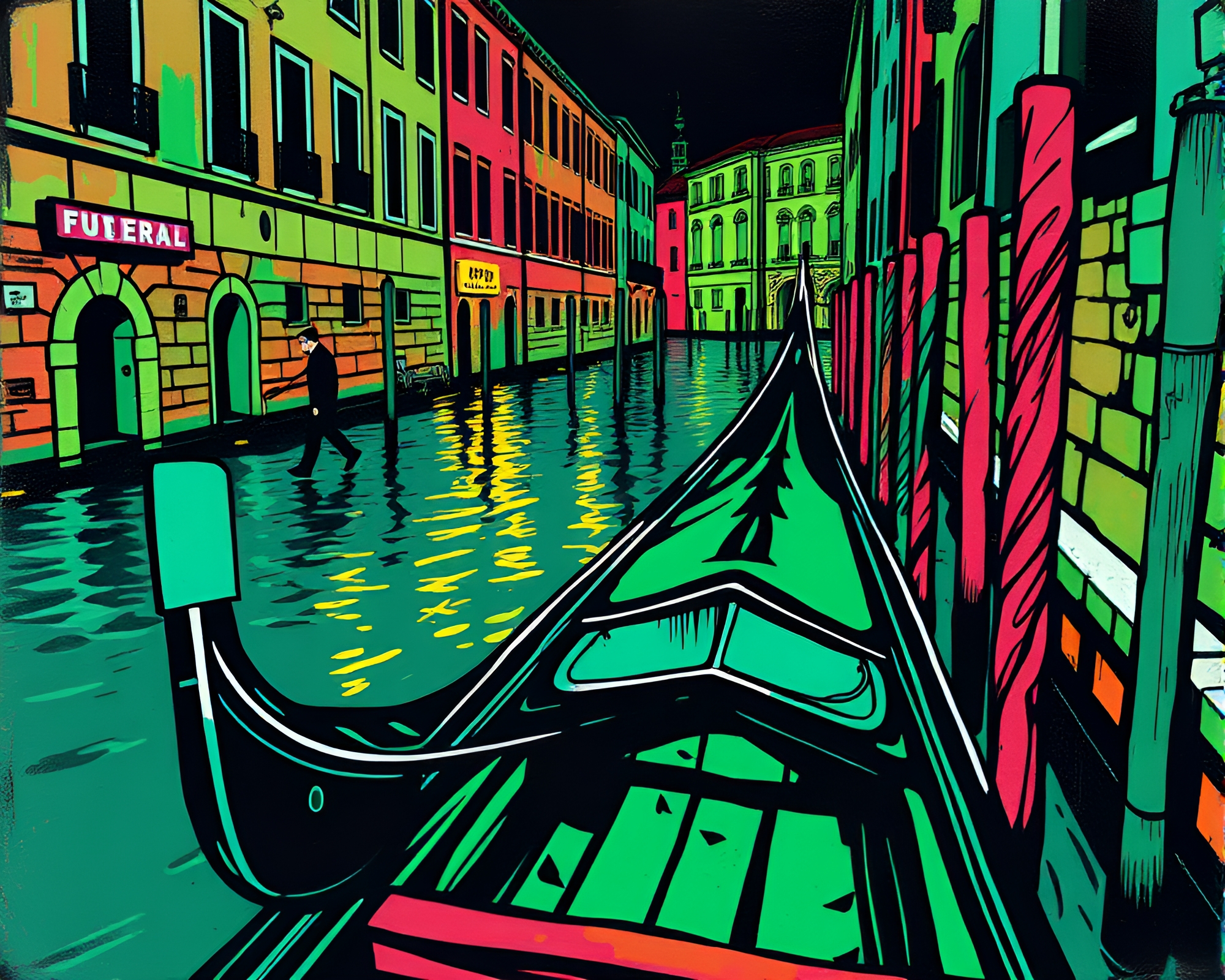 Venetian Gondola Street Art Fusion Illustration – free AI stock image