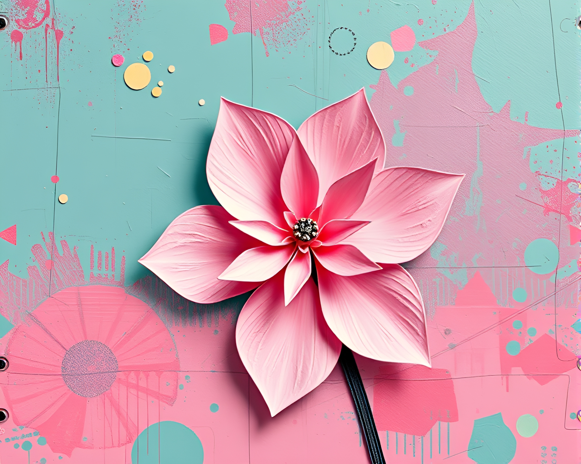 Origami Flower Bouquet in Pastel Graffiti Style – free AI stock image