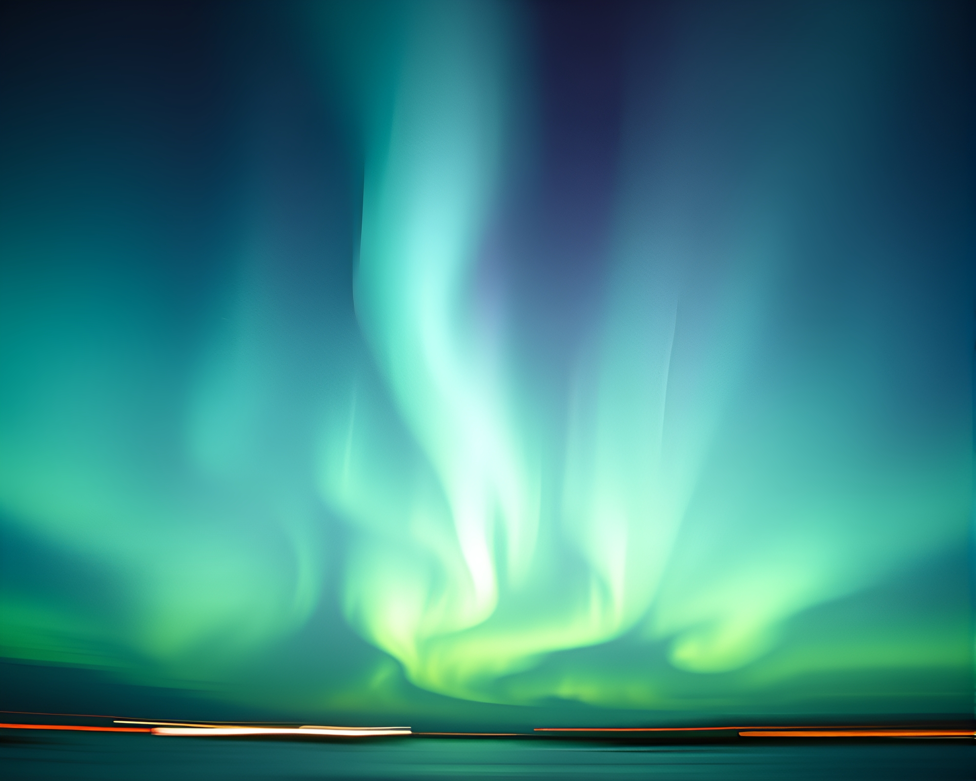 Panoramic Aurora Borealis with VHS Style Blur – free AI stock image