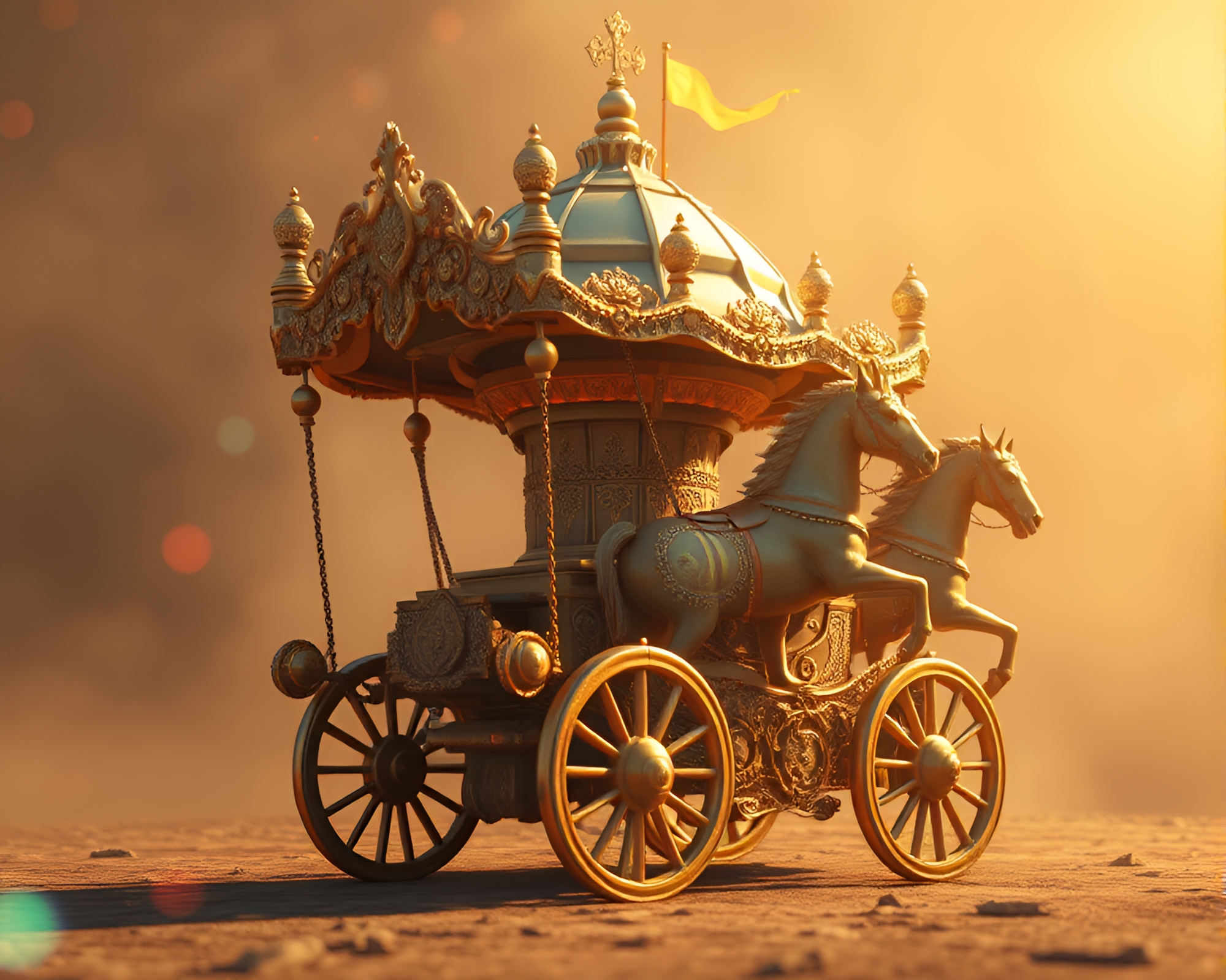 Chromatic Aberration Chariot in Hazy 3D Render – free AI stock image
