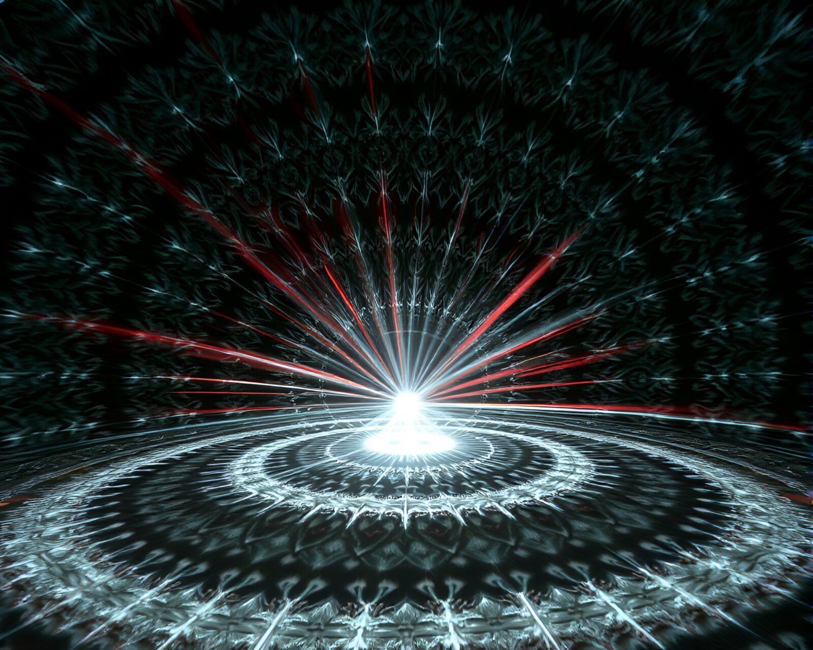 Abstract infrared photo of interdimensional patterns with lens flare