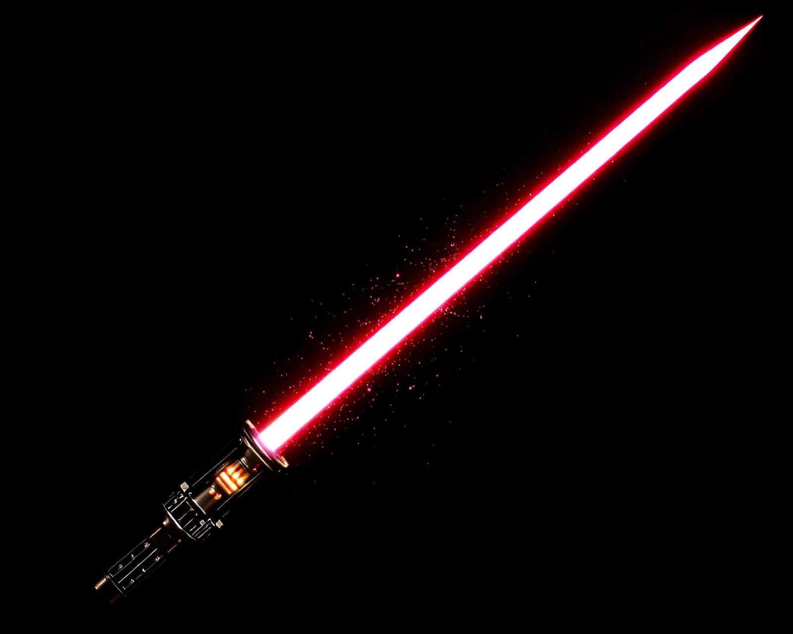 Dramatic black and white illustration of laser sword in glowing light