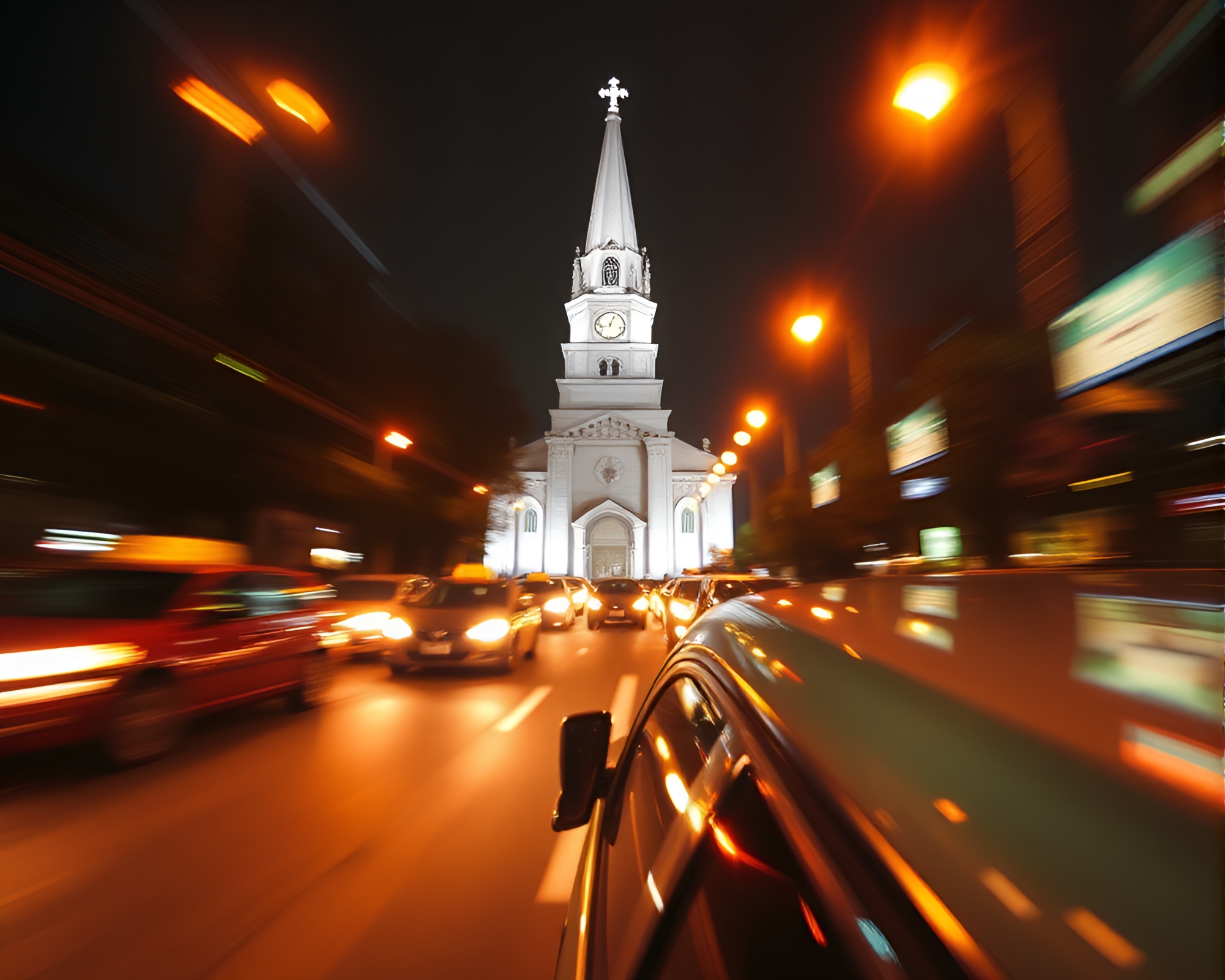 Taxi Time Warp Synthwave Church Candlelight – free AI stock image