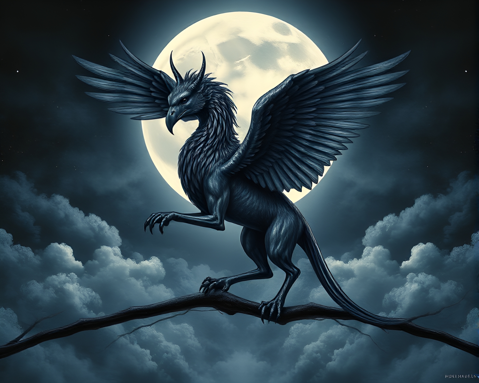 Moonlit Gryphon Écorché Study – free AI stock image