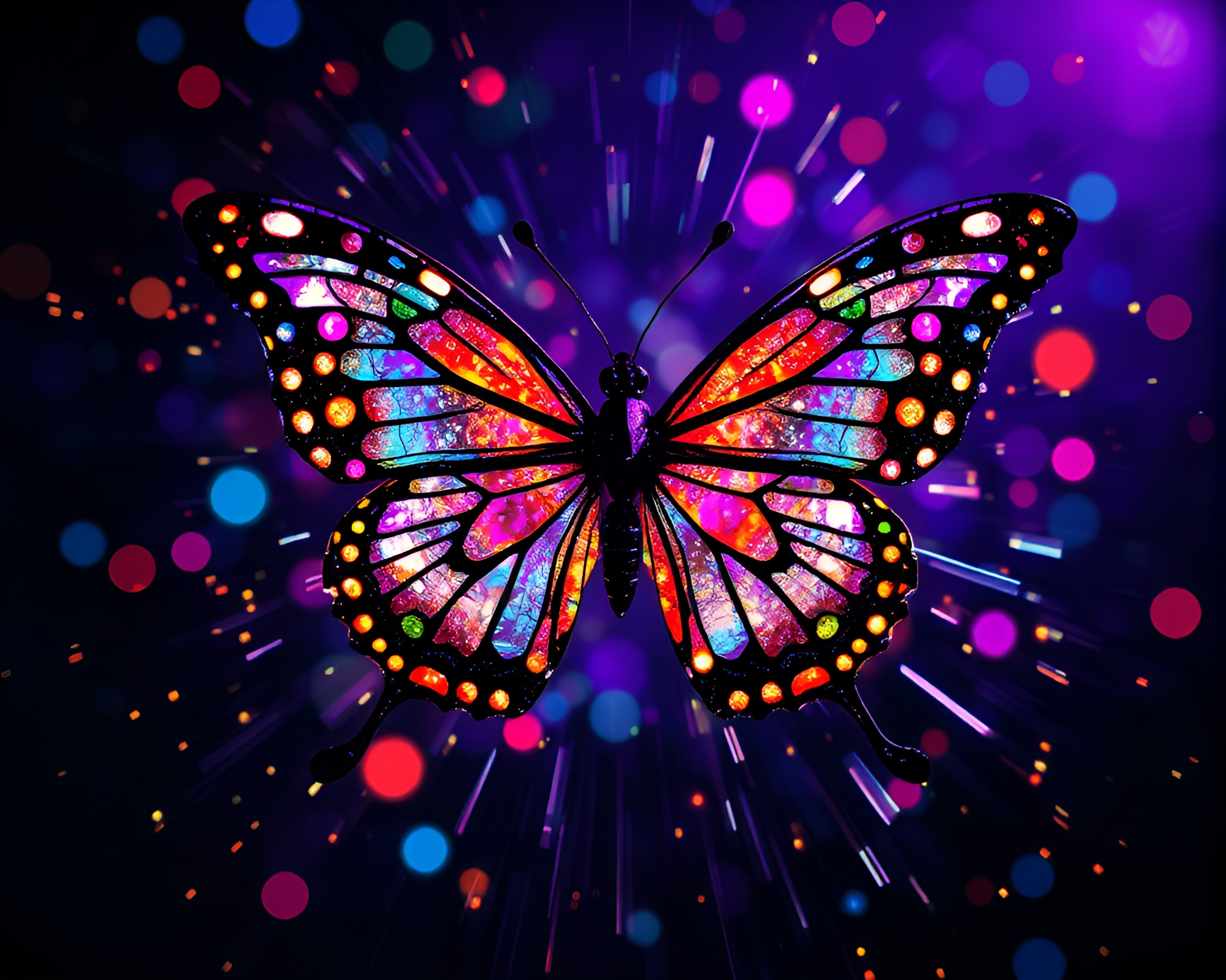 Silk Butterfly Zoom Burst Mosaic Lighting Grunge – free AI stock image