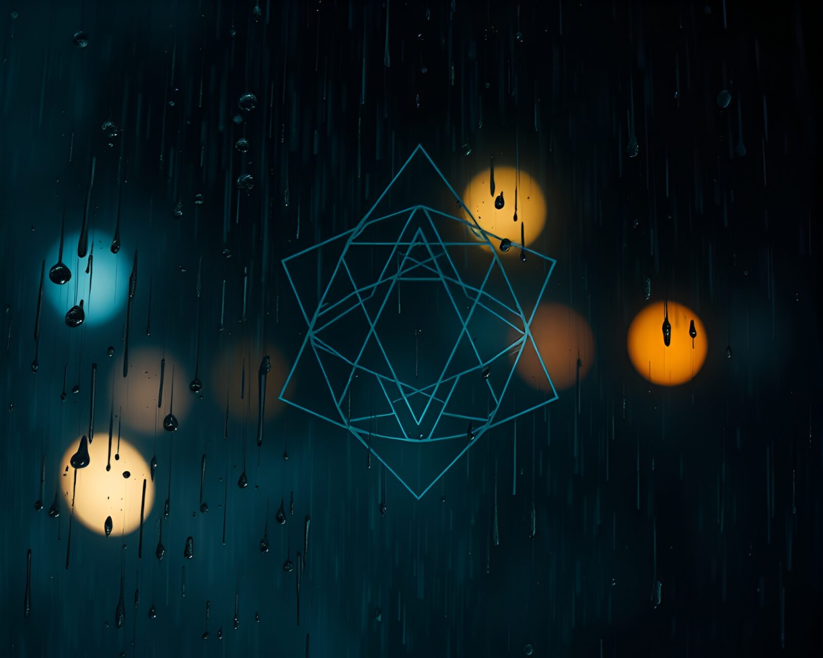 Mystical geometric patterns in the rain underexposed digital art