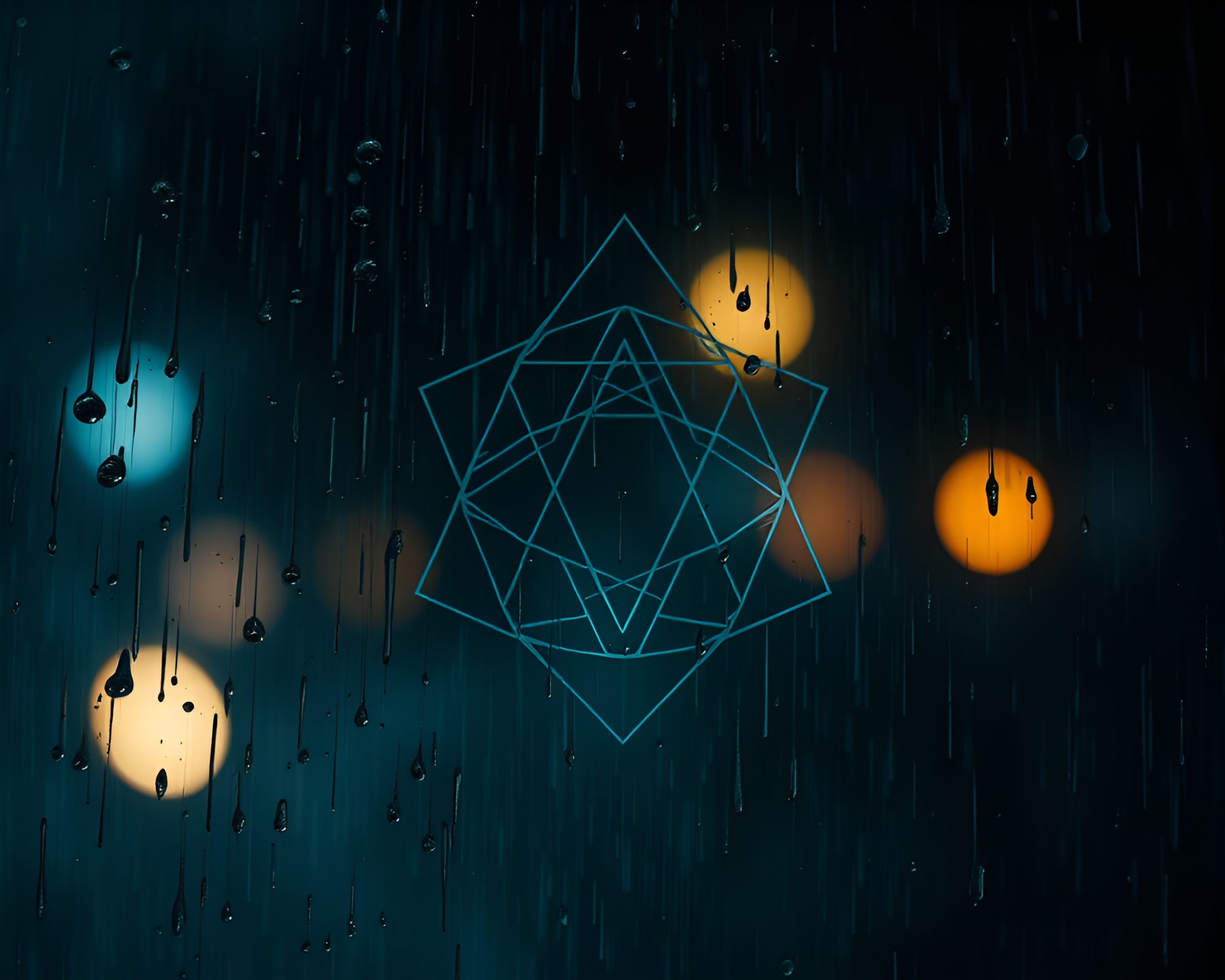 Sacred Geometry Rain Droplets Digital Painting – free AI stock image