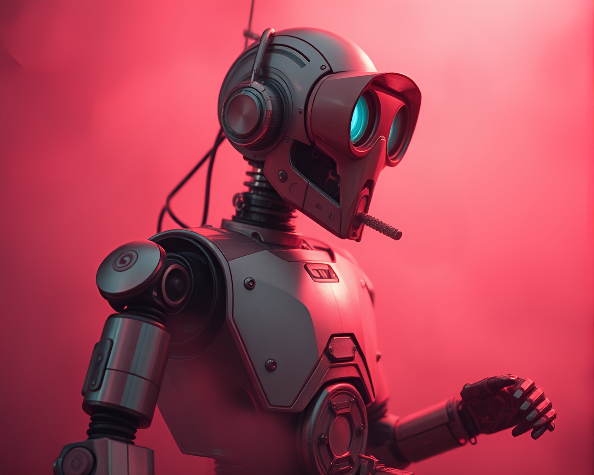 Steampunk Robot in Infrared Studio Shot – free AI stock image