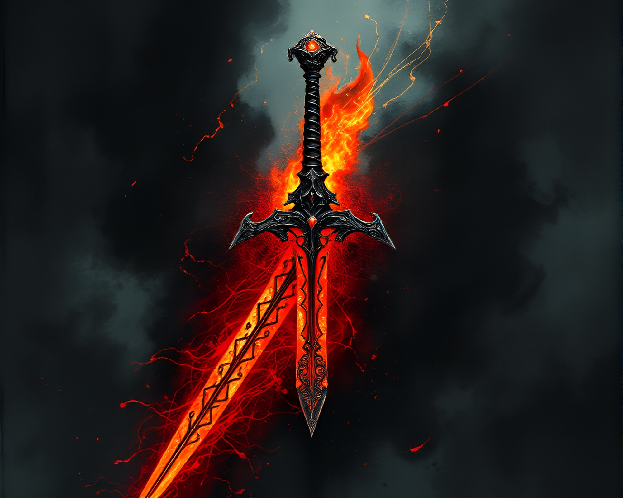 Intricate Necromantic Sword Underpainting – free AI stock image