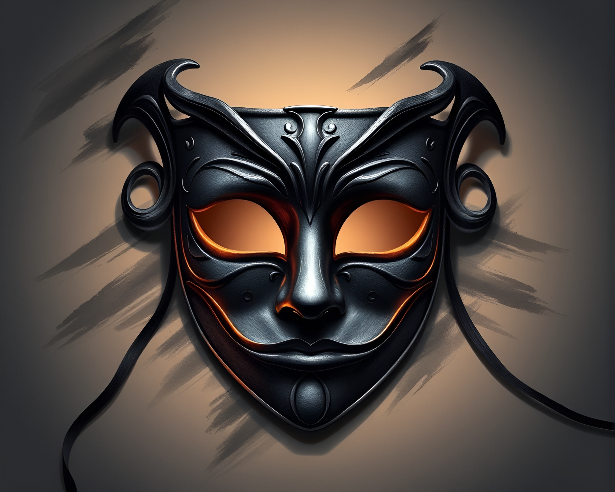 Venetian Mask Charcoal Sketch with Dramatic Rim Lighting – free AI stock image
