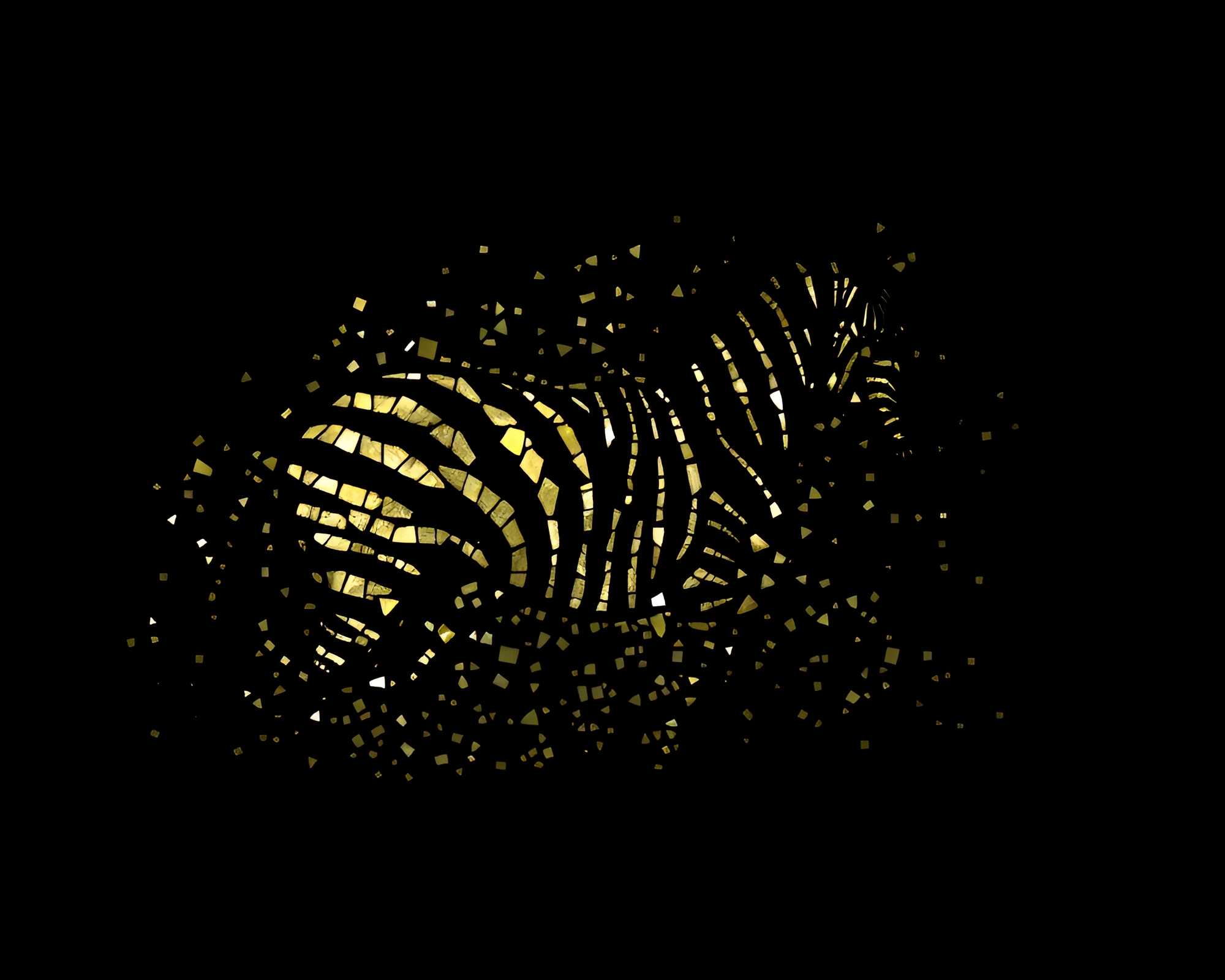 Zebra silhouette in broken light painting mosaic – free AI stock image