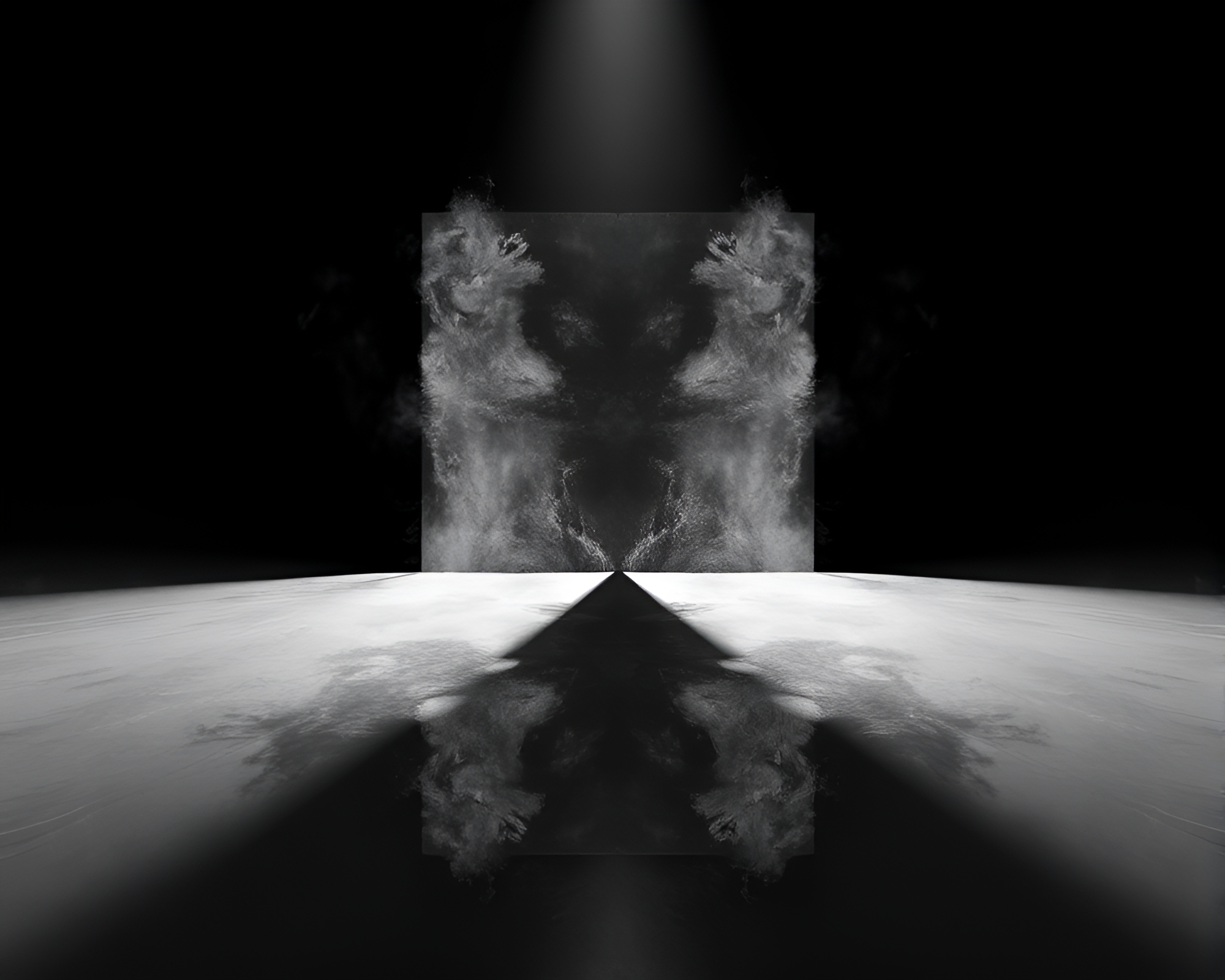 Mirror Symmetry: Theatrical Low-Poly Charcoal Sketch – free AI stock image