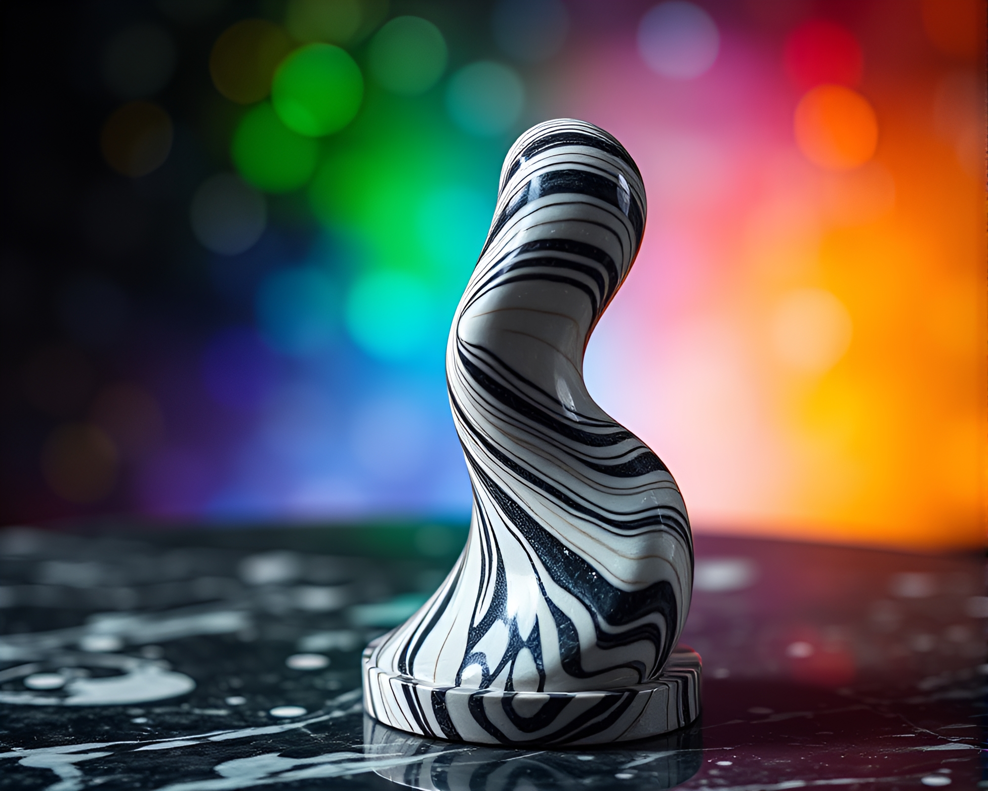Striped Marble Galaxy with Bokeh Effect – free AI stock image